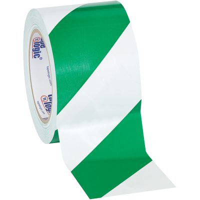 Green/White Tape Logic Striped Vinyl Safety Tape