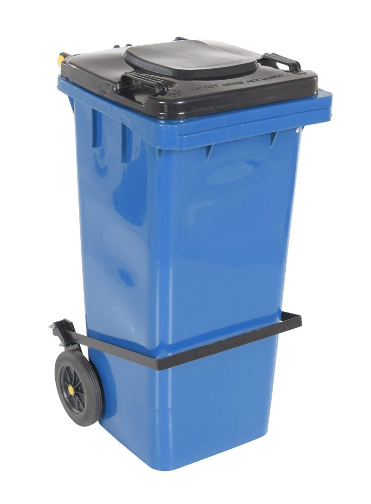 Blue Poly Trash Can 32 Gal W/ Lid Lift