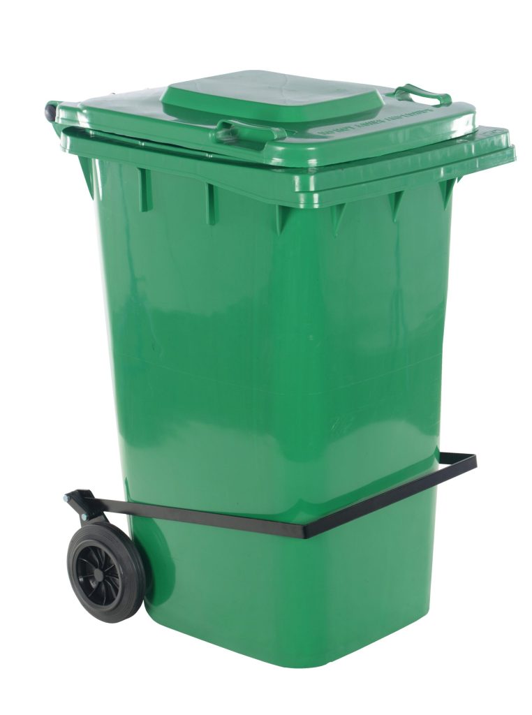 Green Poly Trash Can 64 Gal W/ Lid Lift