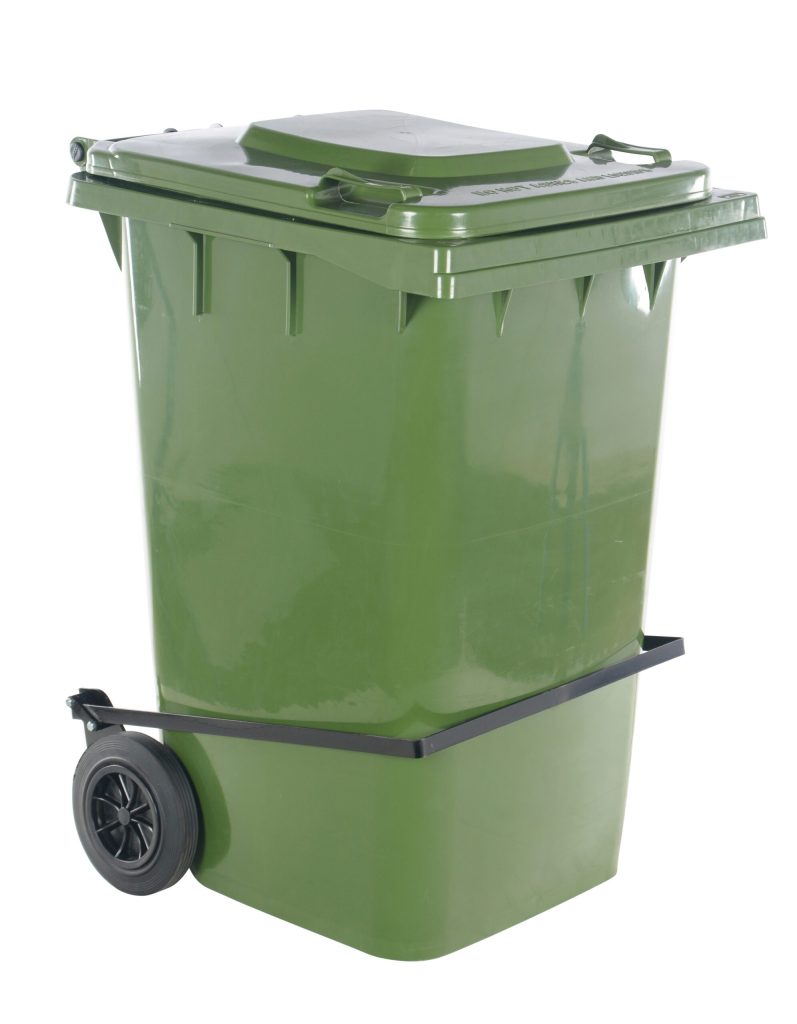 Green Poly Trash Can 95 Gal W/ Lid Lift