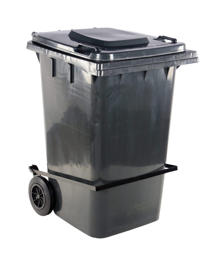 Gray Poly Trash Can 95 Gal W/ Lid Lift