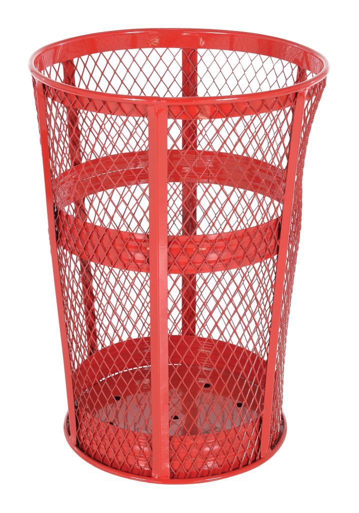 Trash Receptical Exp Metal Round 48 Gallon-Red