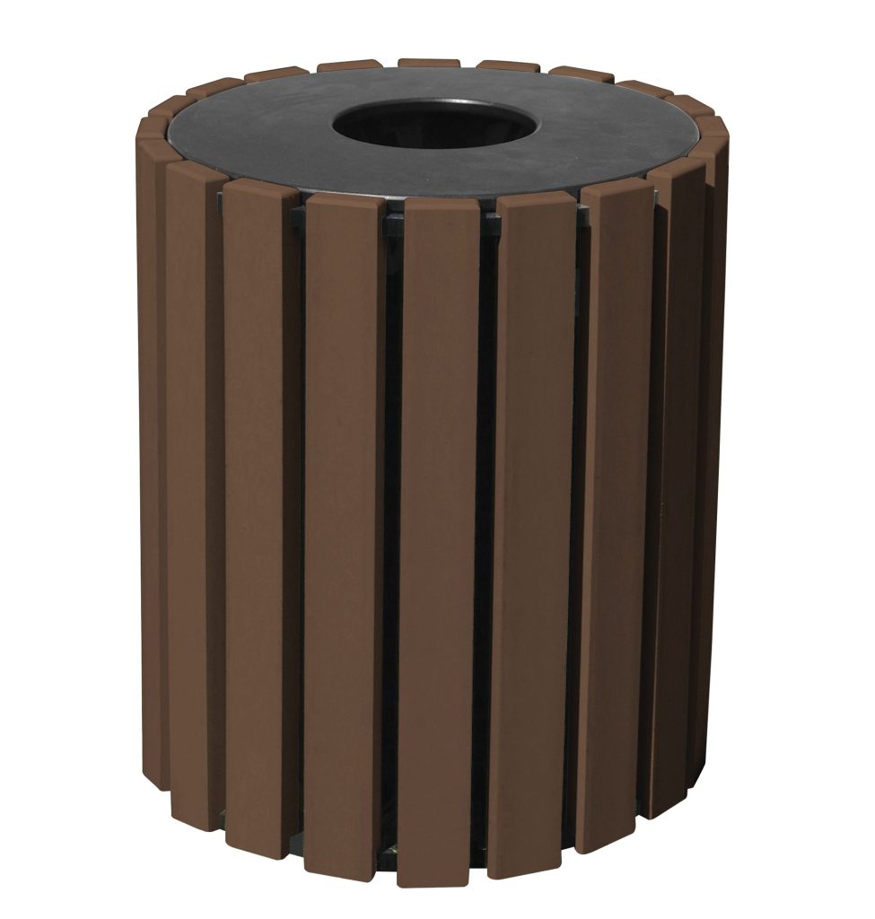 Trash Receptical Poly Round 33 Gal-Brown