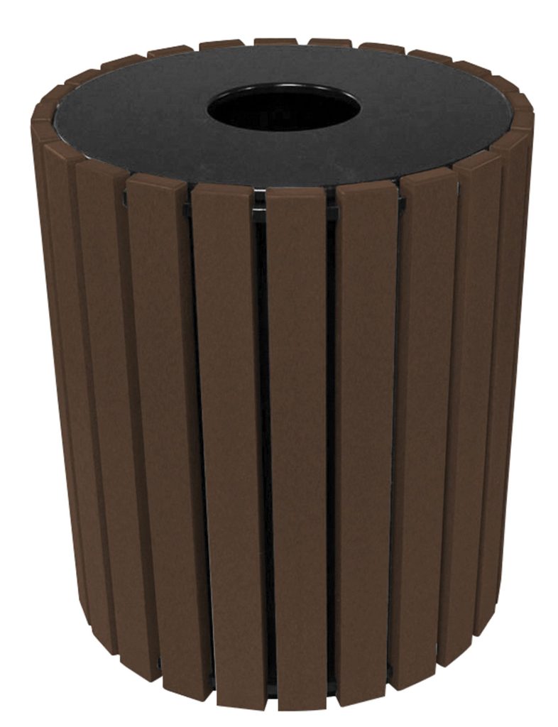 Trash Receptical Poly Round 49 Gal-Brown
