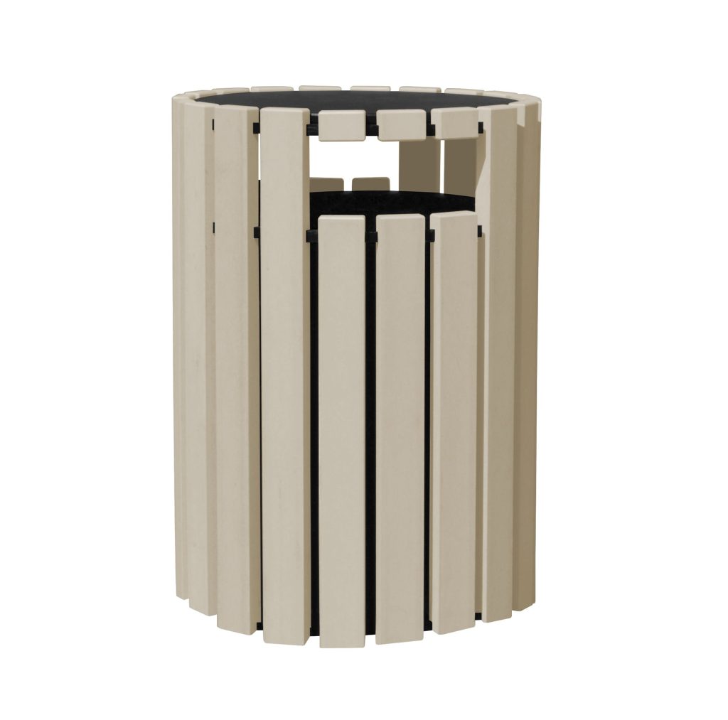 Trash Receptical Poly Rain Cap Round 33 Gal-Sand