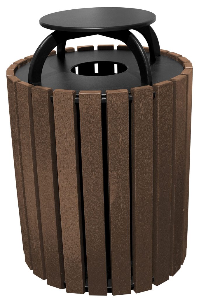 Trash Receptical Poly Rain Cap Round 49 Gal-Brown