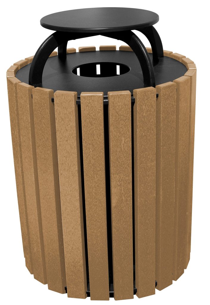 Trash Receptical Poly Rain Cap Round 49 Gal-Cedar