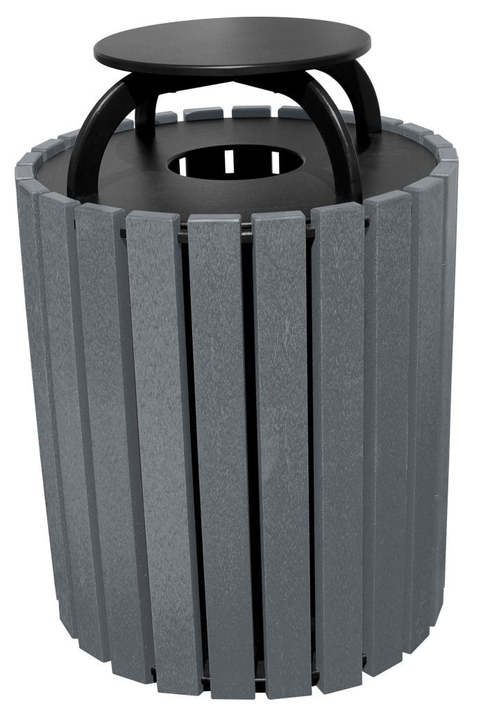 Trash Receptical Poly Rain Cap Round 49 Gal-Char