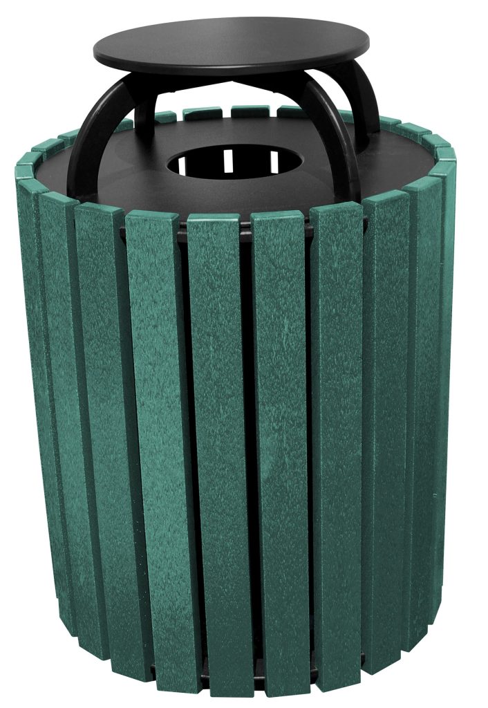Trash Receptical Poly Rain Cap Round 49 Gal-Green