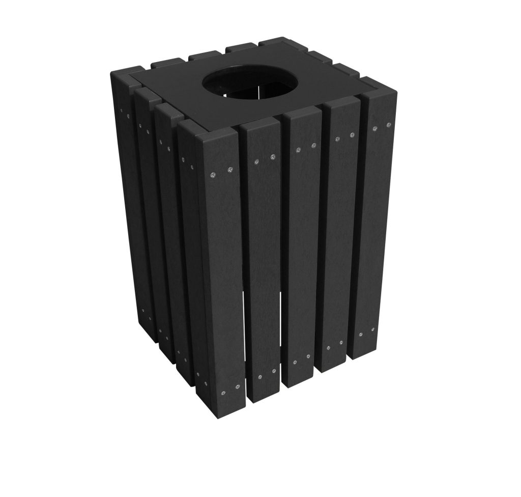 Trash Receptical Poly Square 22 Gallon-Black