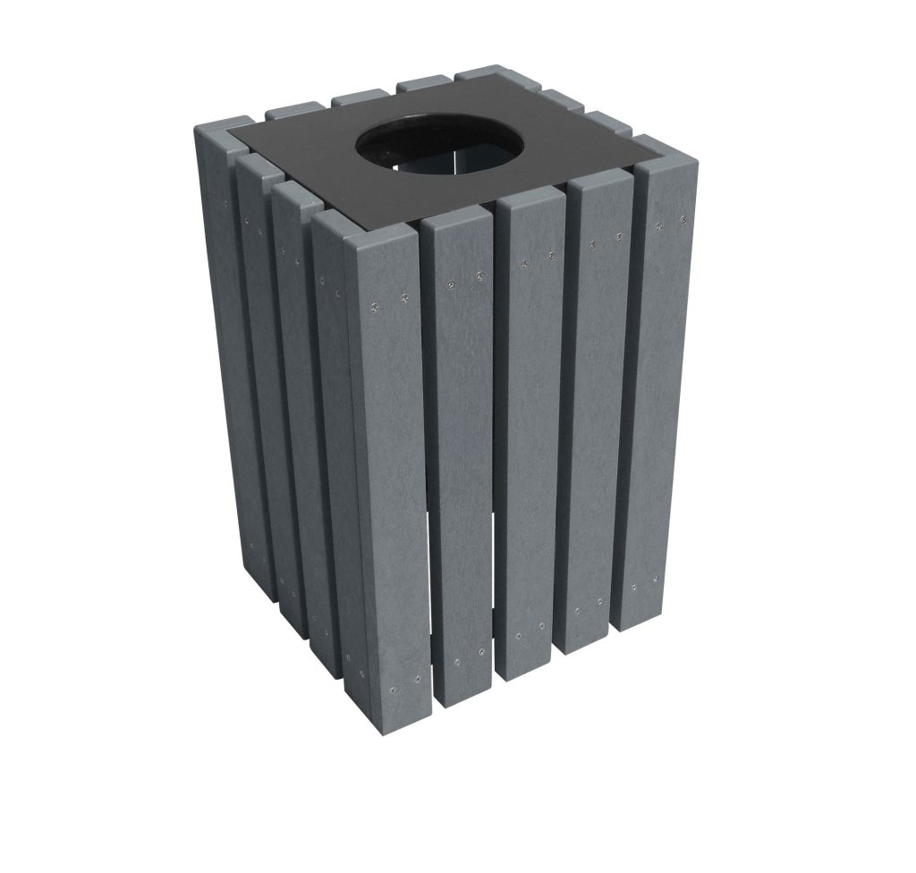 Trash Receptical Poly Square 22 Gallon-Char