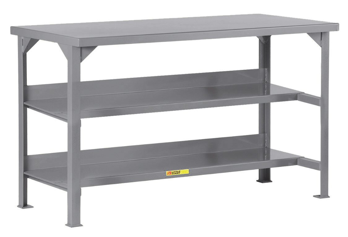 Little Giant Welded Workbench with Double Lower Shelf Storage
