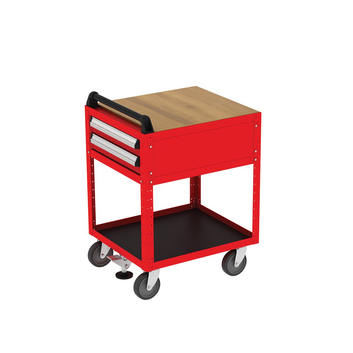 Borroughs Basic Service Cart with Hardwood Top & Two Drawers