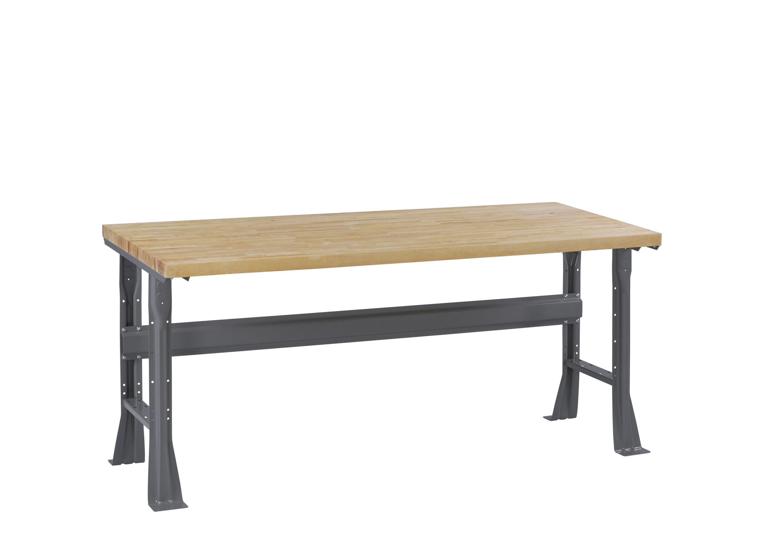 Tennsco "D Flared Leg Workbench With Butcher Block Top Medium Grey