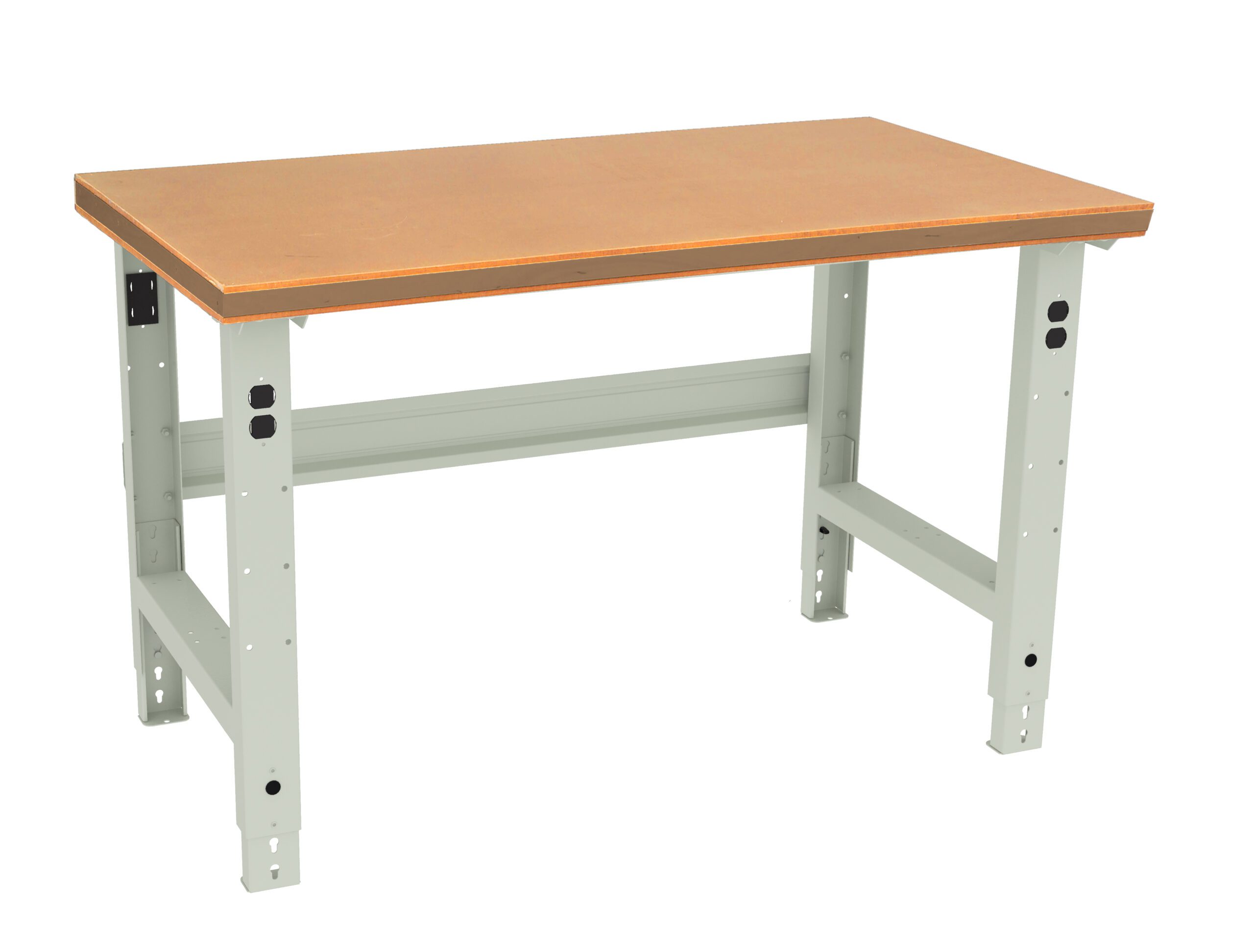 Tennsco "D Adjustable Leg Workbench With Compressed Wood Top Light Grey