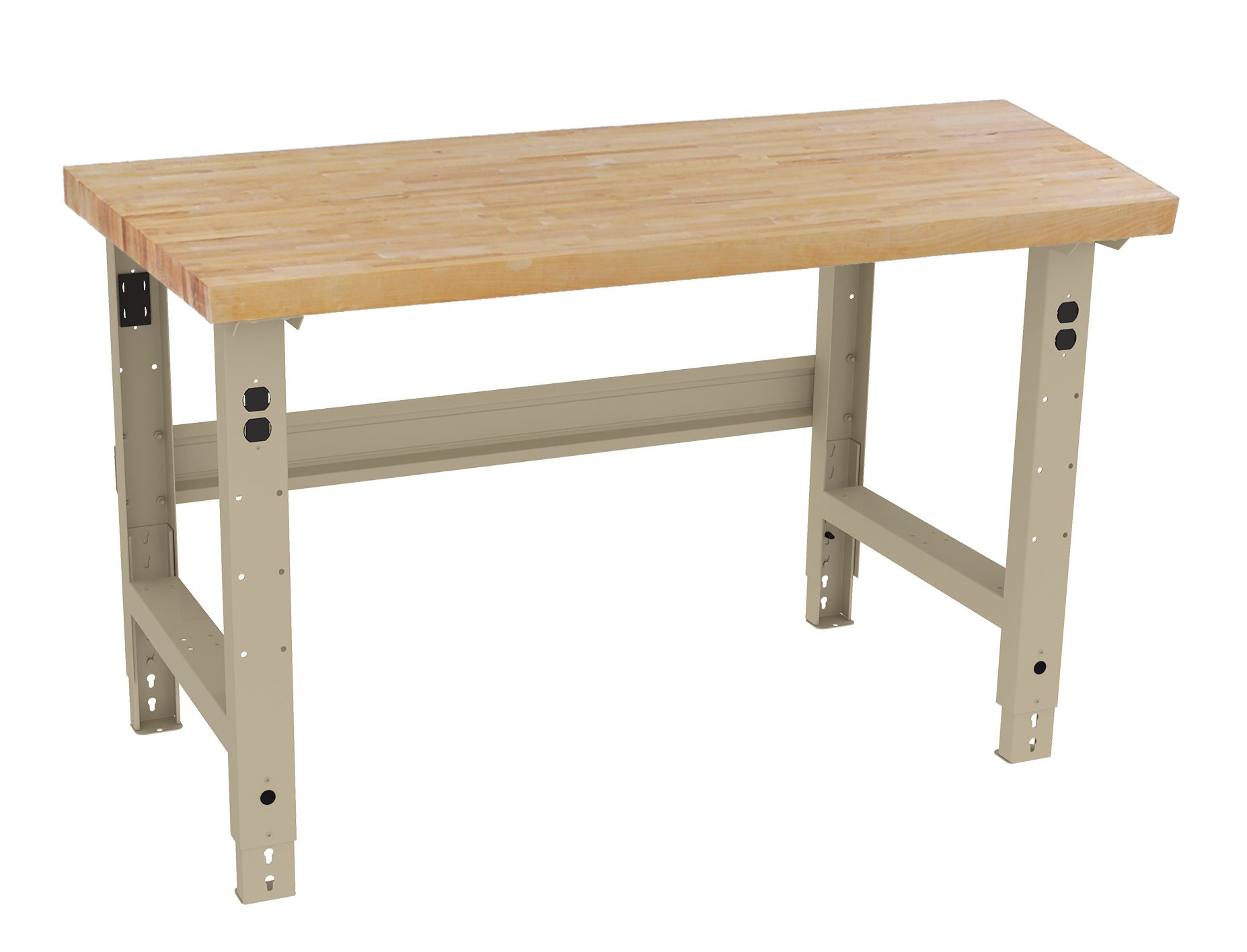 Tennsco "D Adjustable Leg Workbench With Butcher Block Top Sand