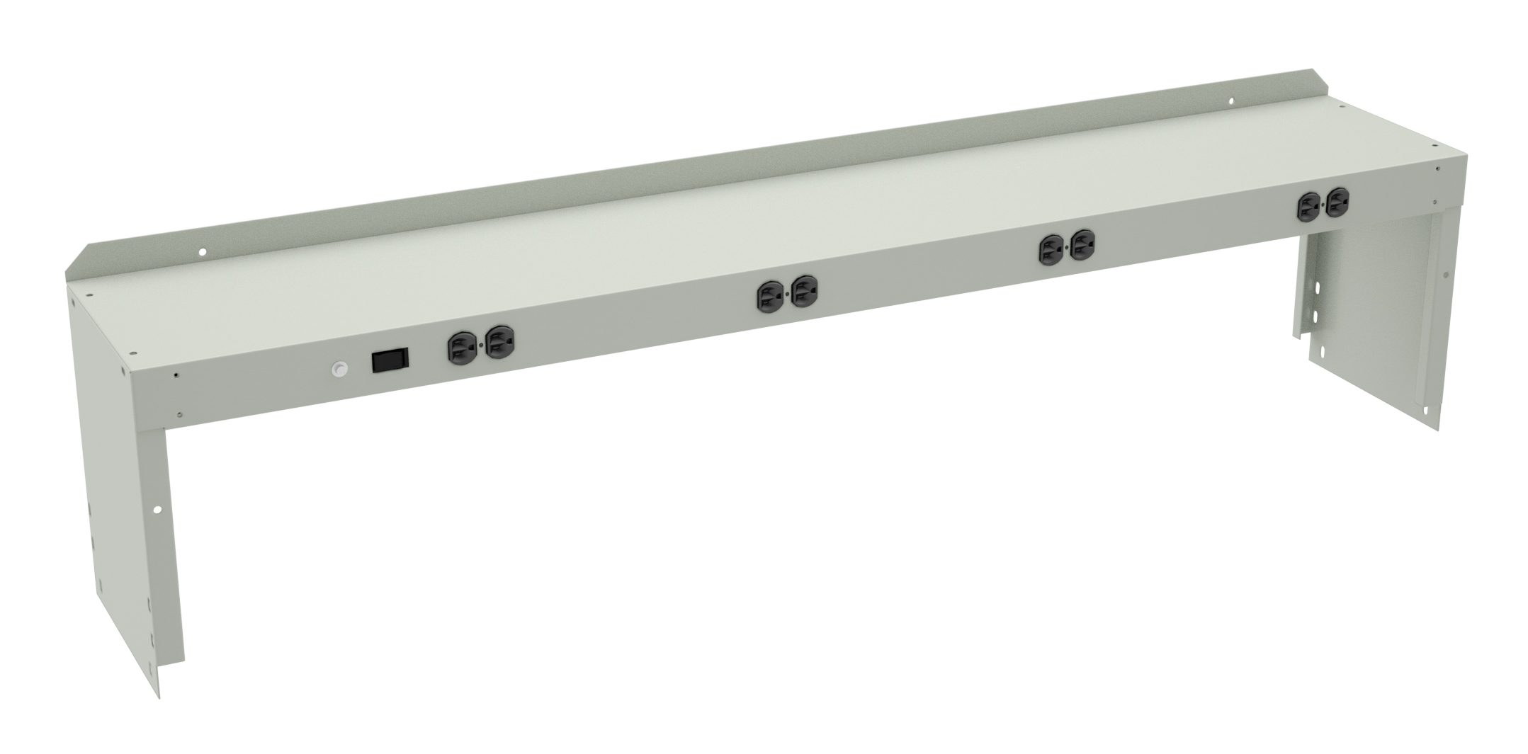 Tennsco "D Prewired Electric Riser with End Supports for Workbench Light Grey