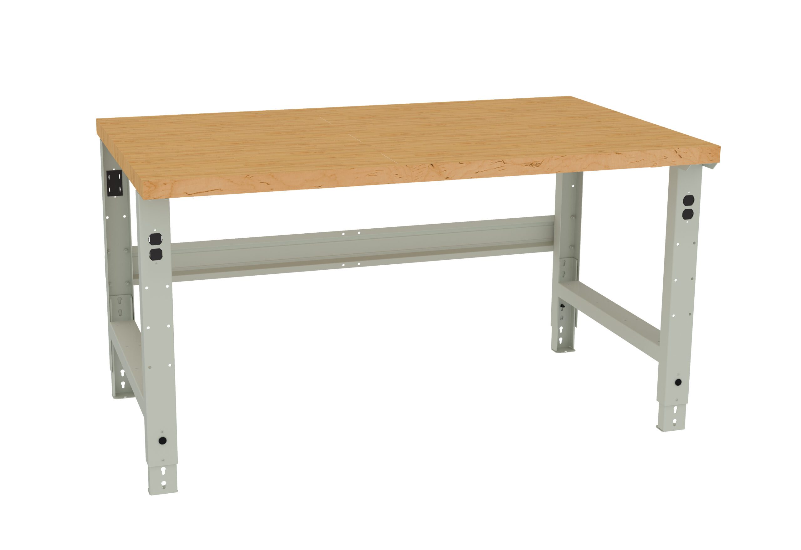 Tennsco "D Adjustable Leg Workbench With Butcher Block Top Light Grey
