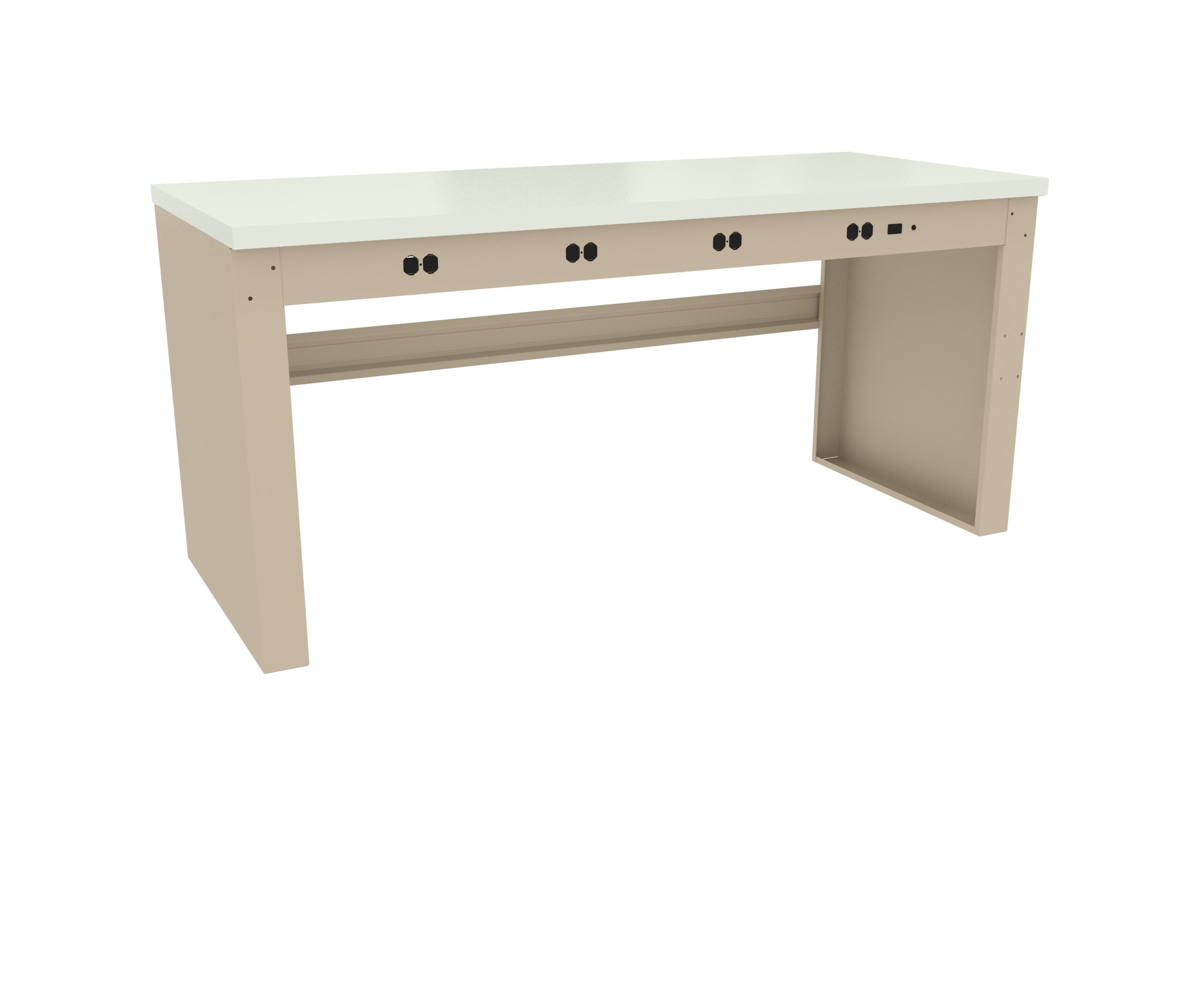 Tennsco "D Electronic Workbench With Plastic Top, Stringer and Outlet Panel Sand