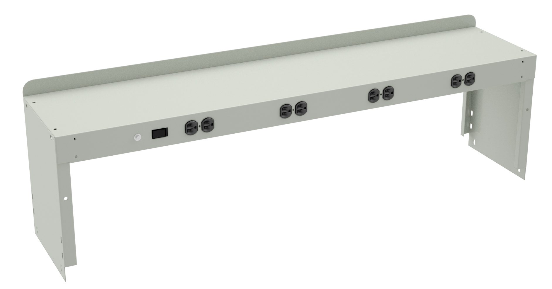 Tennsco Electric Riser with End Supports for Mobile Workbench - No Wiring Kit Light Grey