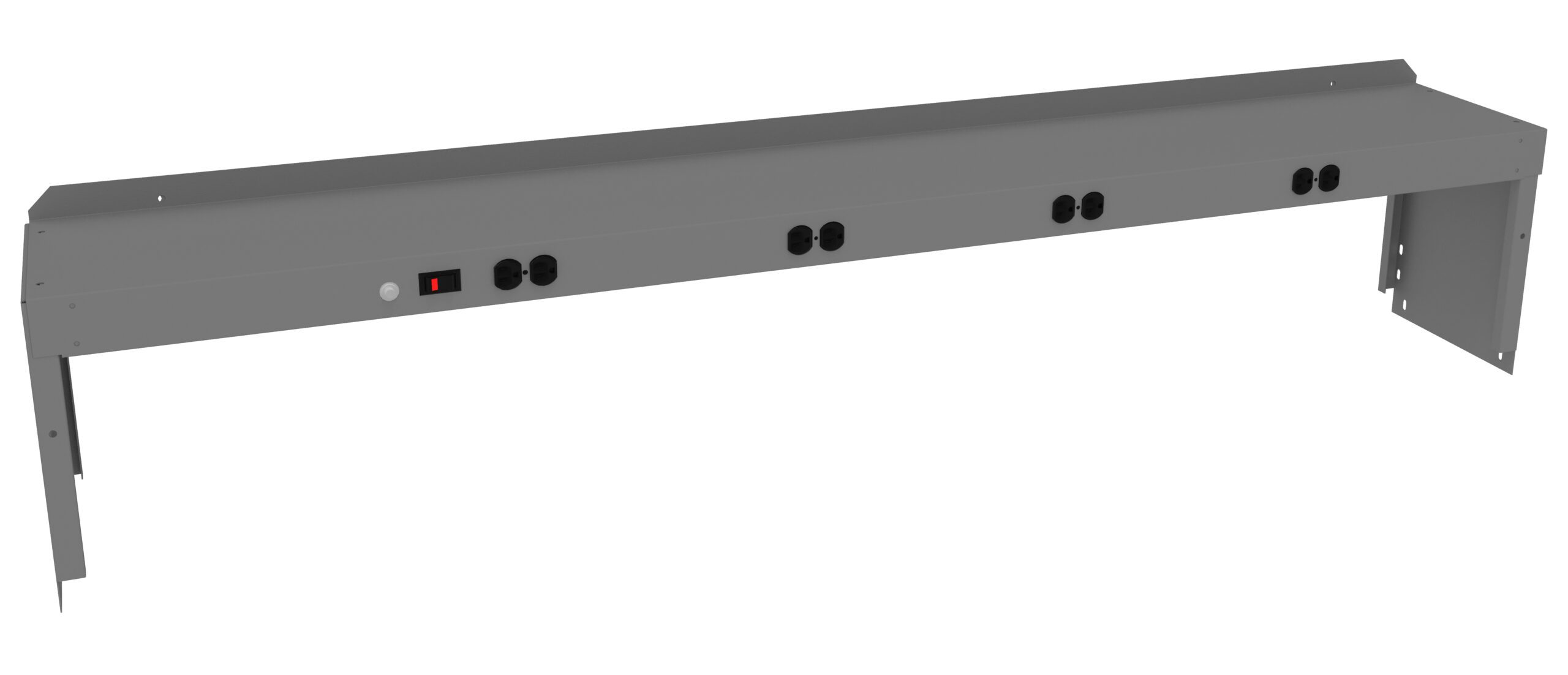Tennsco "D Electric Riser with End Supports for Workbench Medium Grey