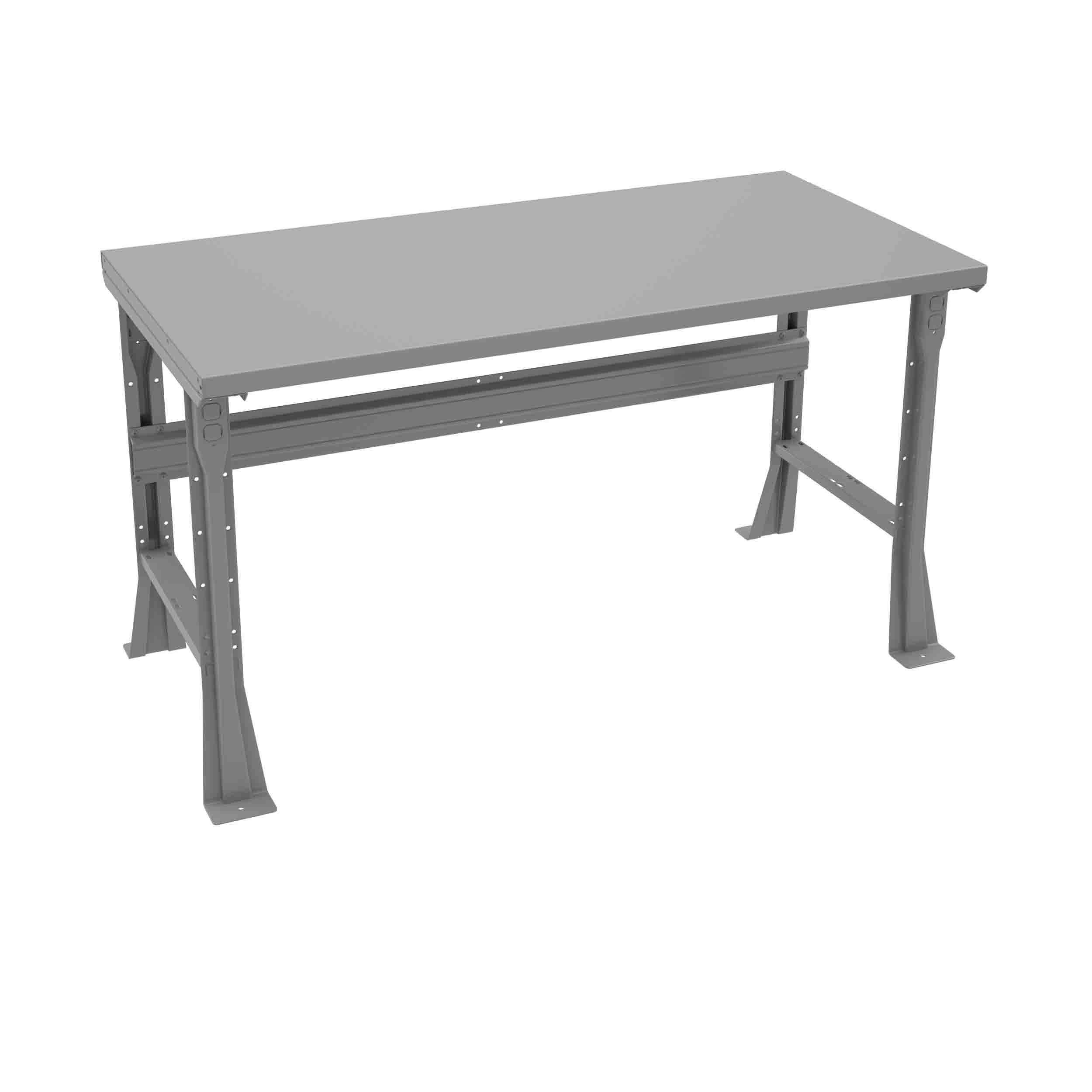 Tennsco "D Flared Leg Workbench With Steel Top Medium Grey