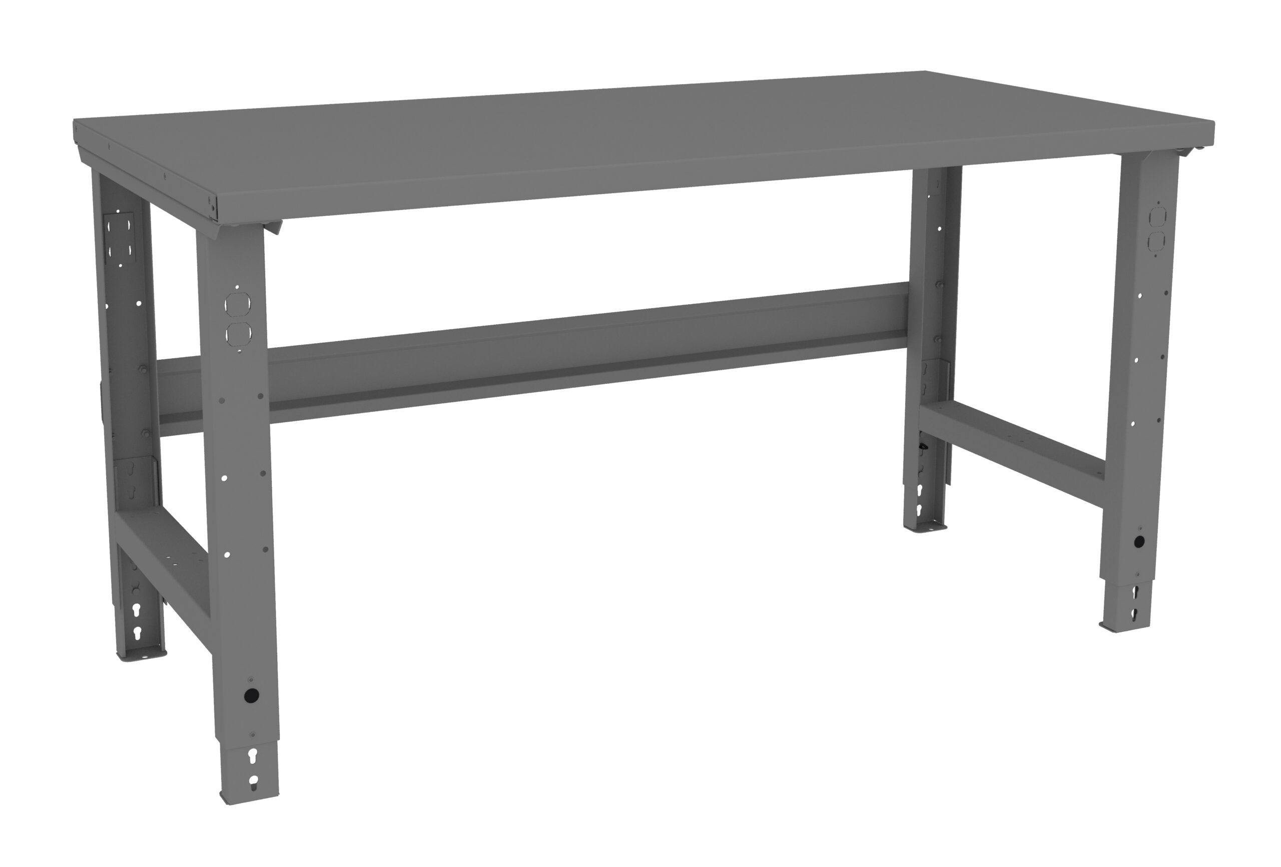Tennsco "D Adjustable Leg Workbench With Steel Top Medium Grey