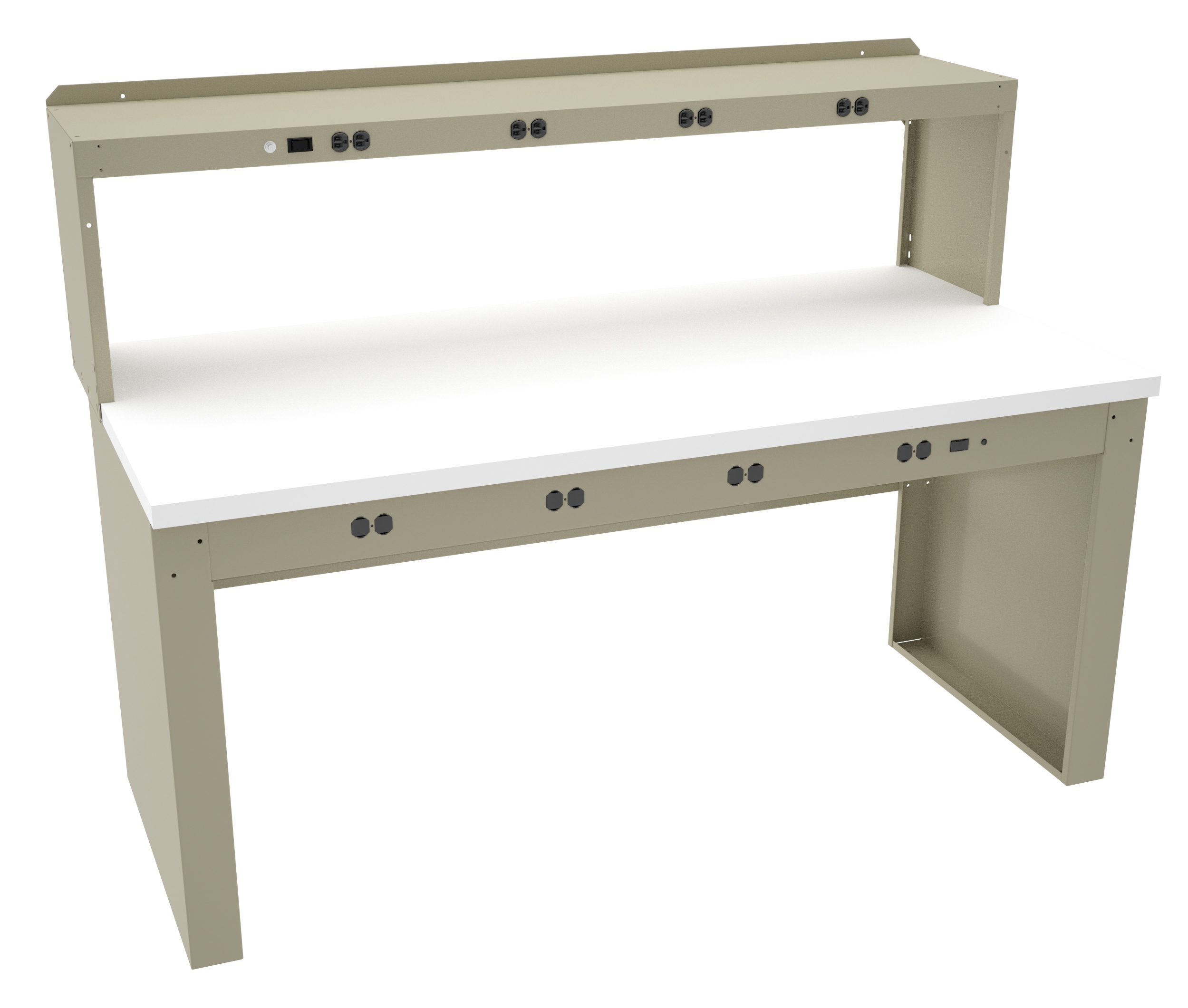 Tennsco "D Electronic Workbench With Plastic Top, Stringer, Outlet Panel and Electronic Riser Sand
