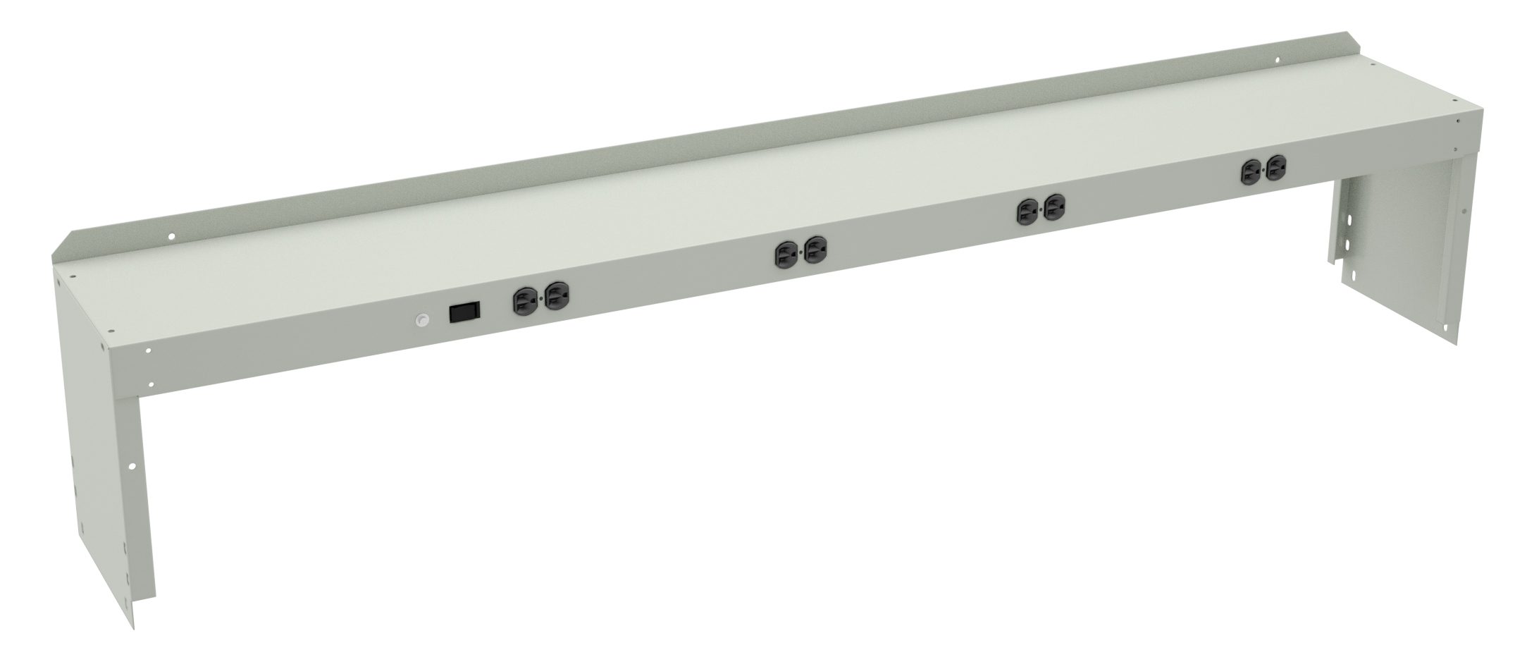 Tennsco "D Prewired Electric Riser with End Supports for Workbench Light Grey