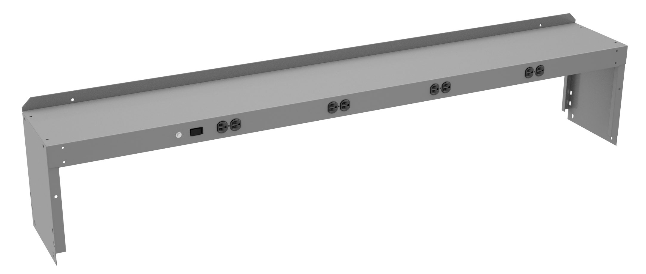 Tennsco "D Prewired Electric Riser with End Supports for Workbench Medium Grey