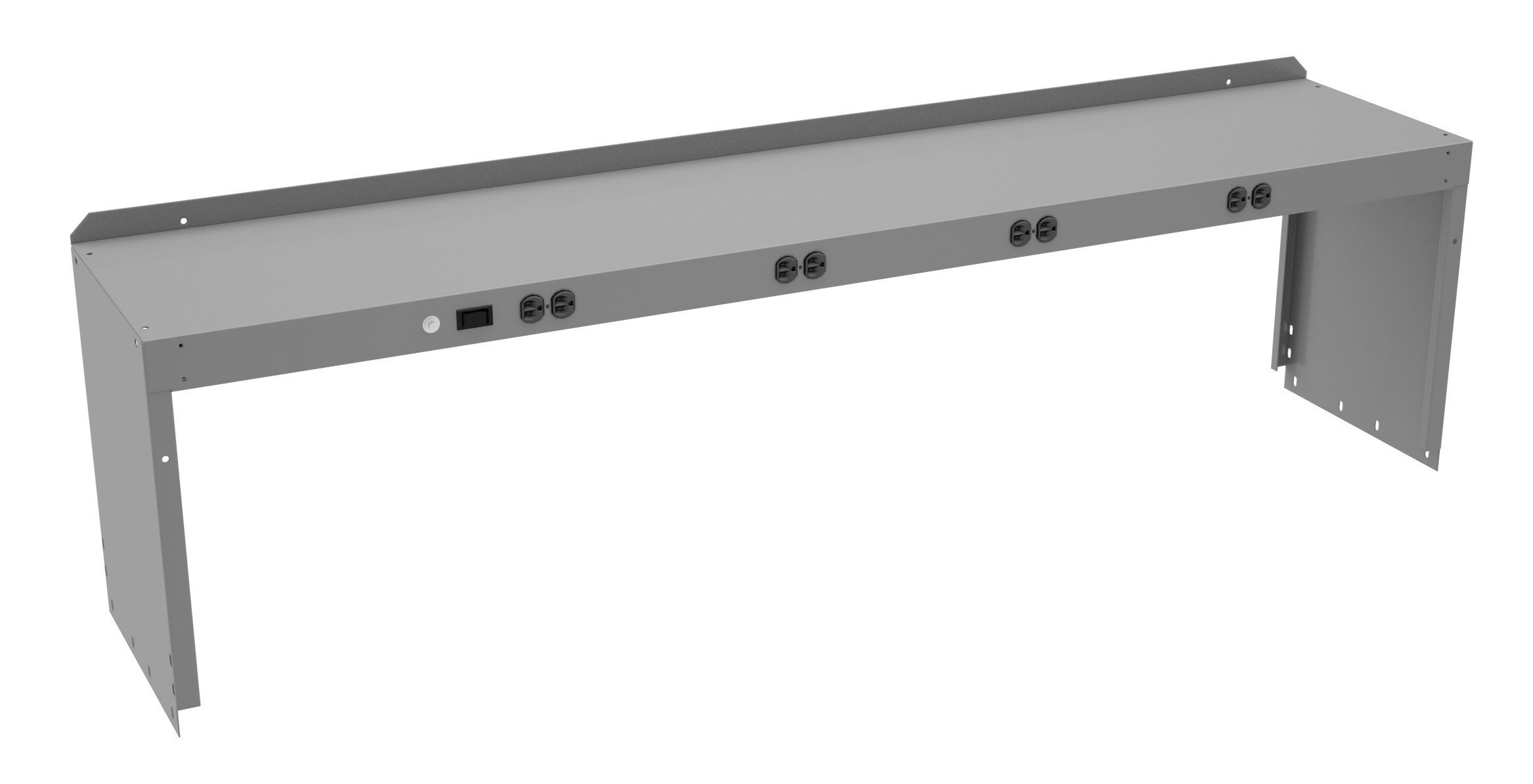 Tennsco "D Prewired Electric Riser with End Supports for Workbench Medium Grey