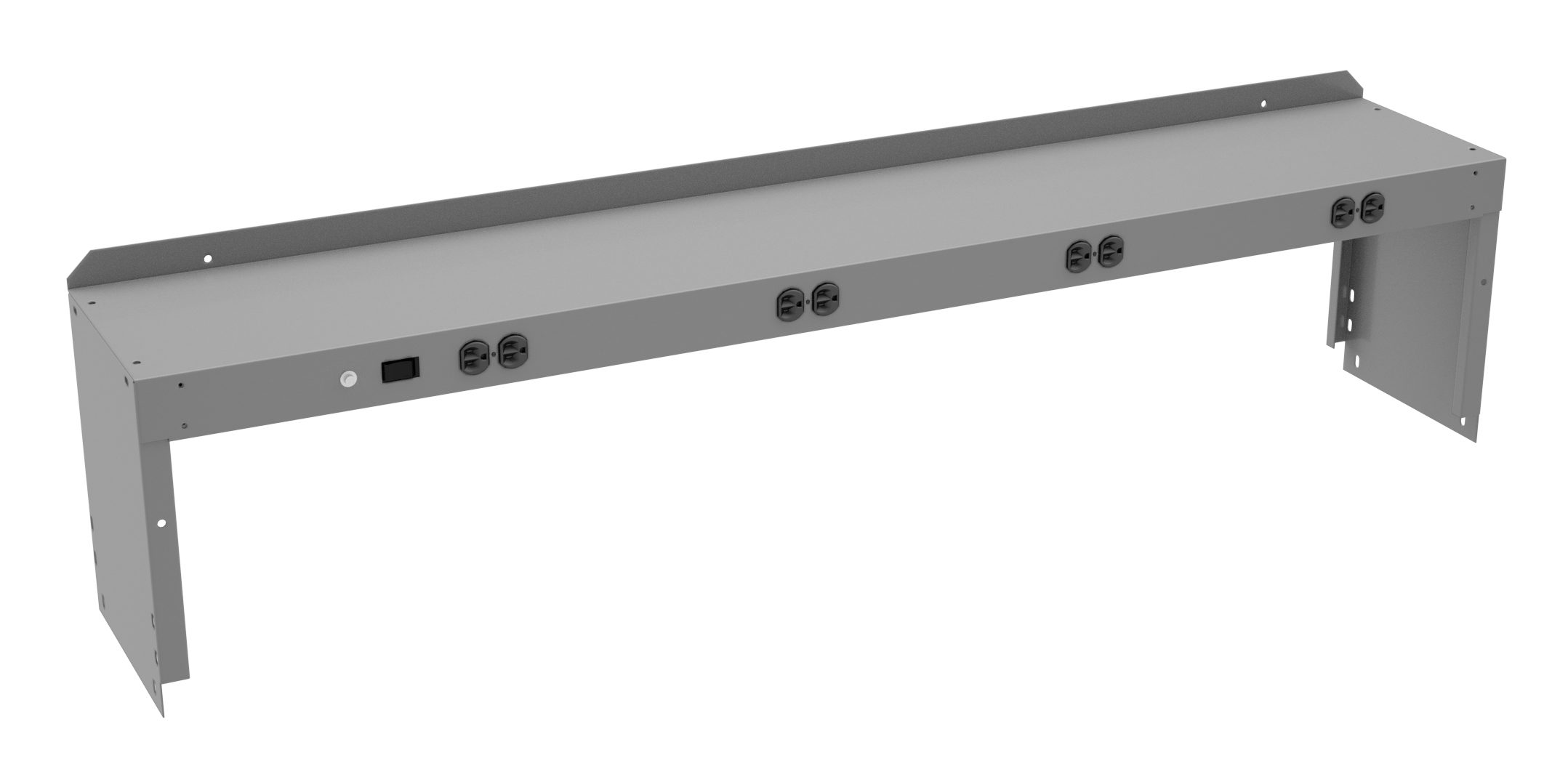 Tennsco "D Prewired Electric Riser with End Supports for Workbench Medium Grey