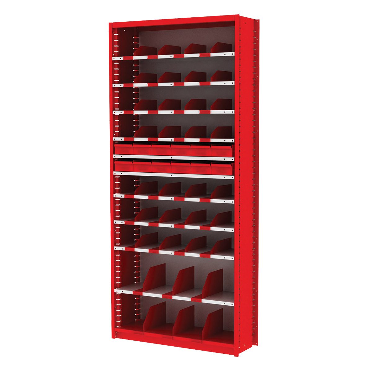 Borroughs Pre-Configured Flexi-Bins Unit, 10 Shelves 43 Adjustable Openings