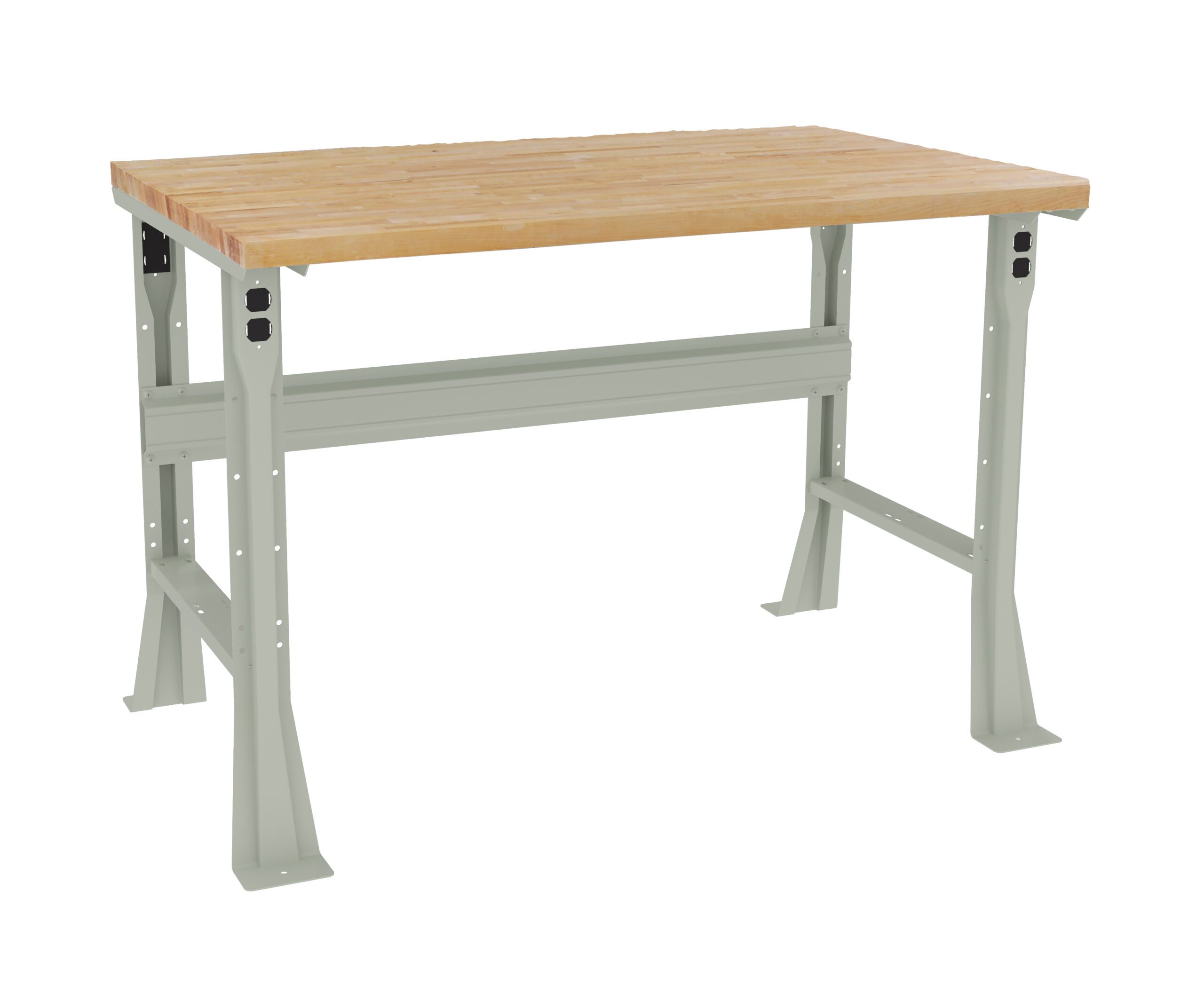 Tennsco "D Flared Leg Workbench With Butcher Block Top Light Grey
