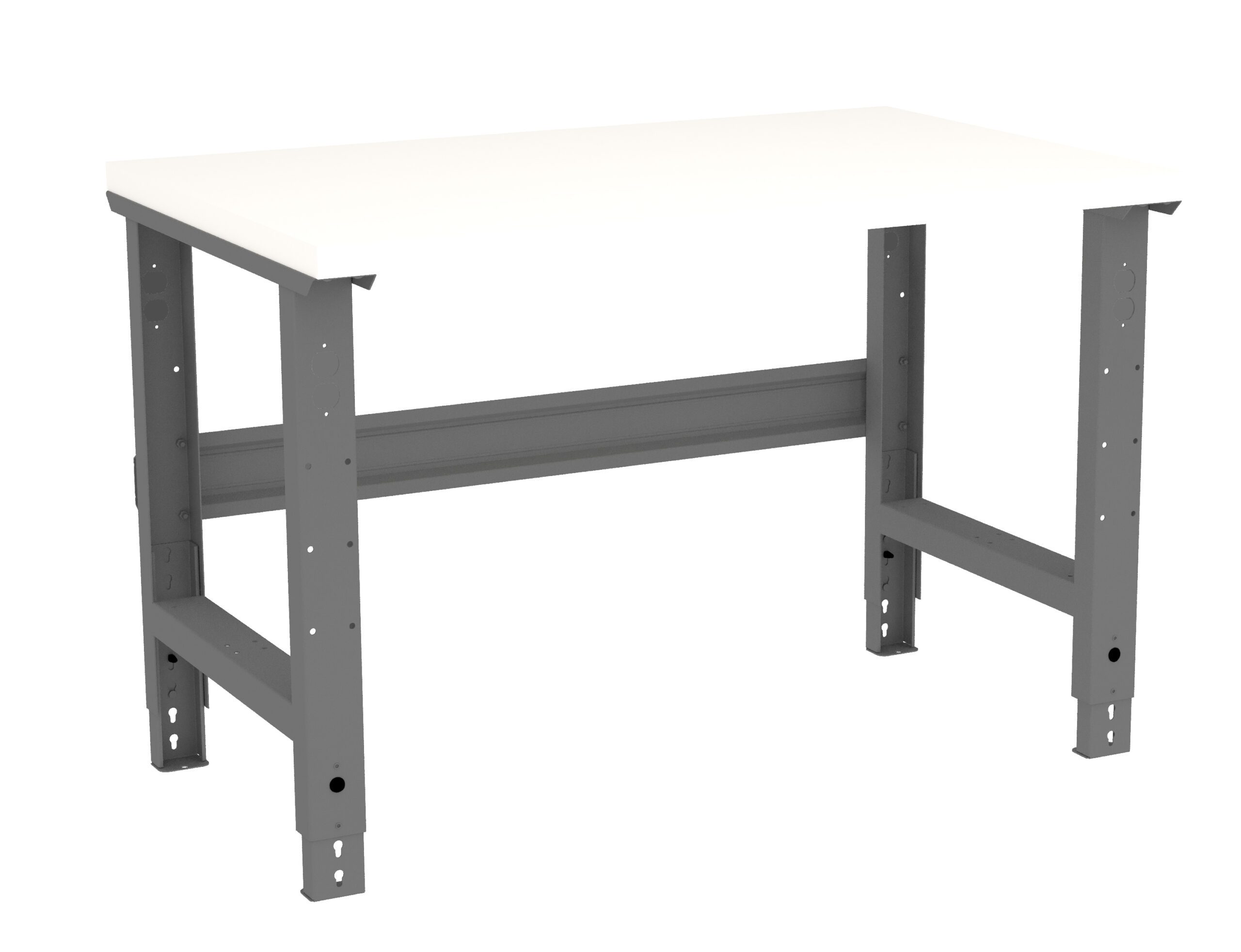Tennsco "D Adjustable Leg Workbench With Plastic Top Medium Grey