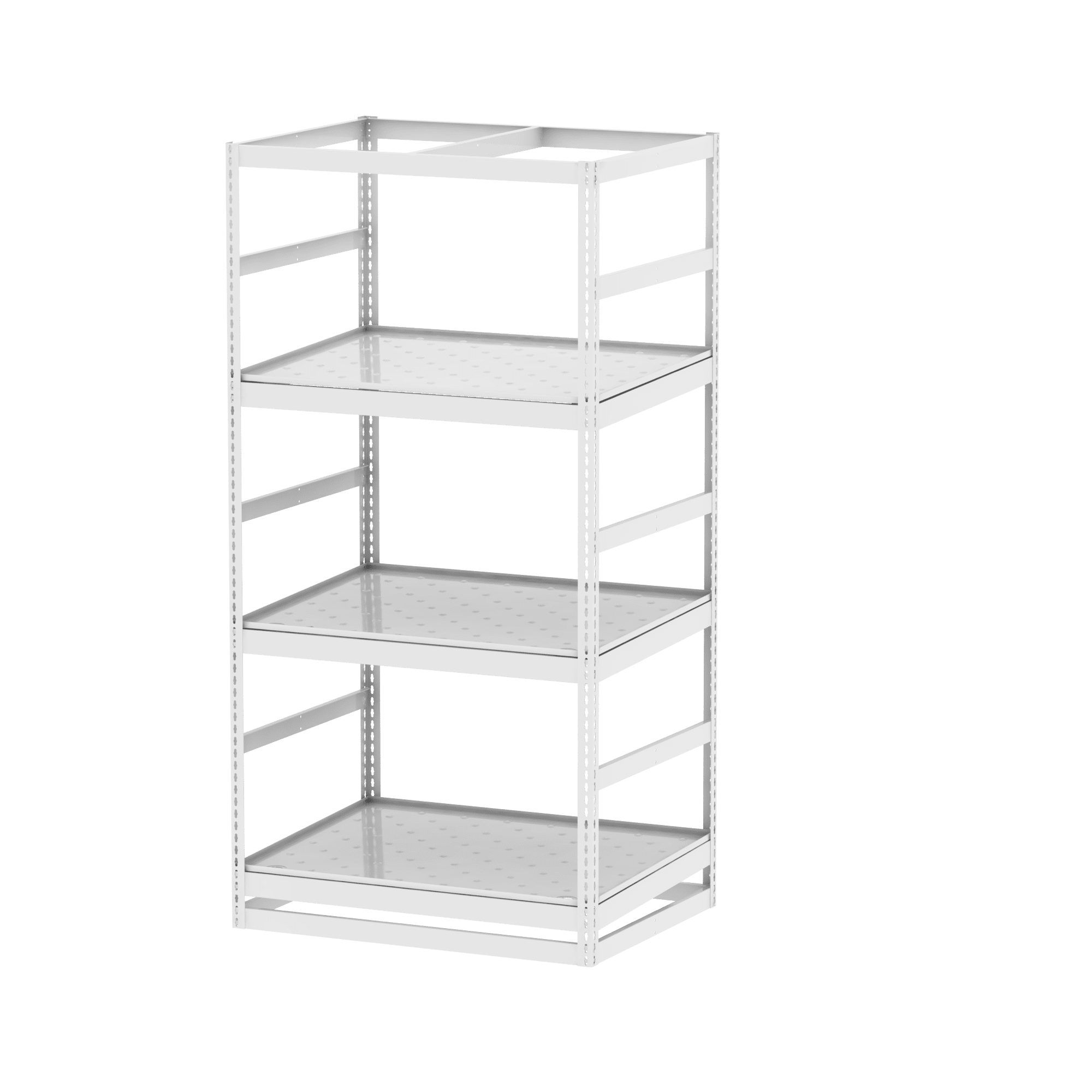 Borroughs Vertical Cultivation 3 Level Corner Drain Shelving Units