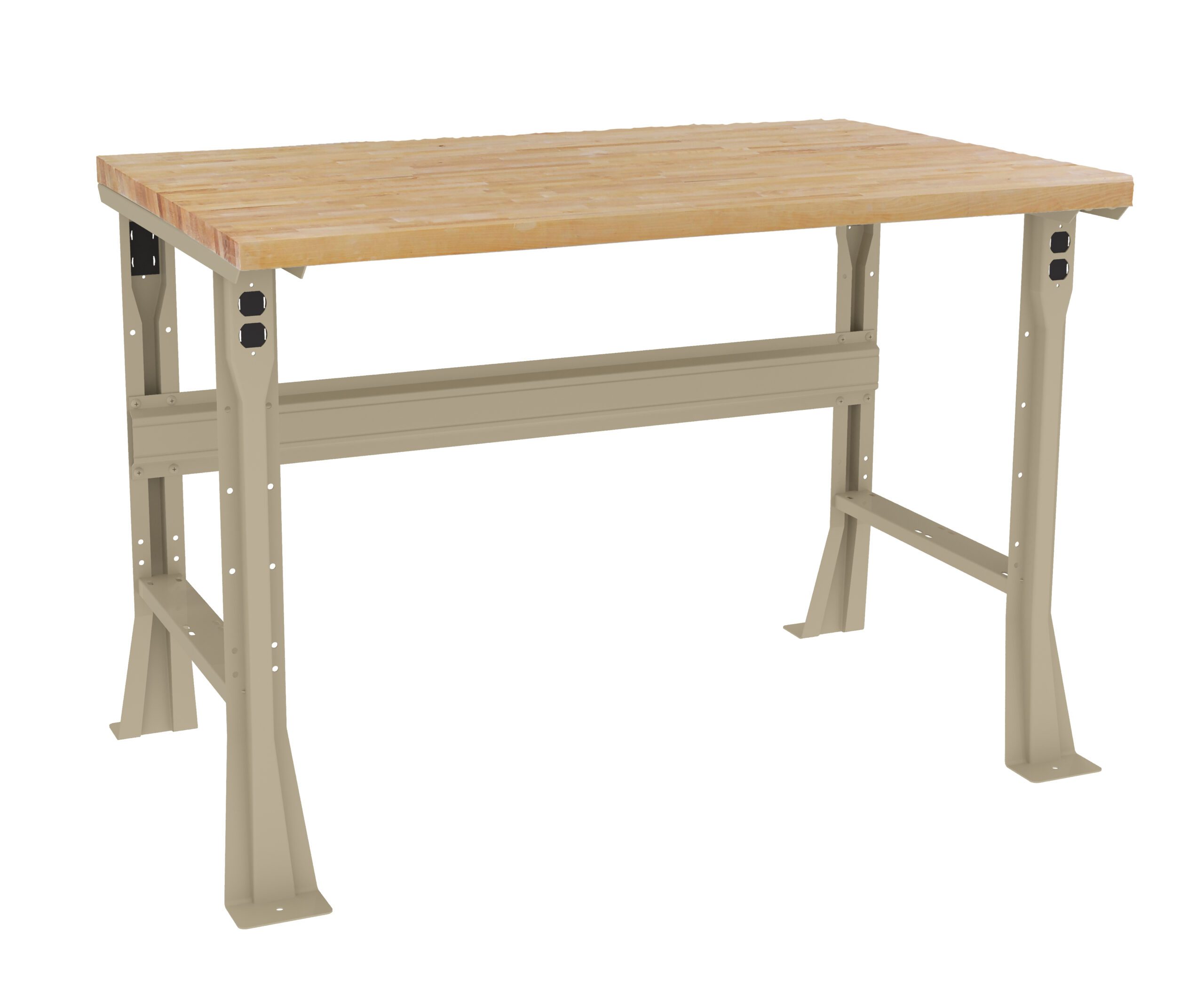 Tennsco "D Flared Leg Workbench With Butcher Block Top Sand