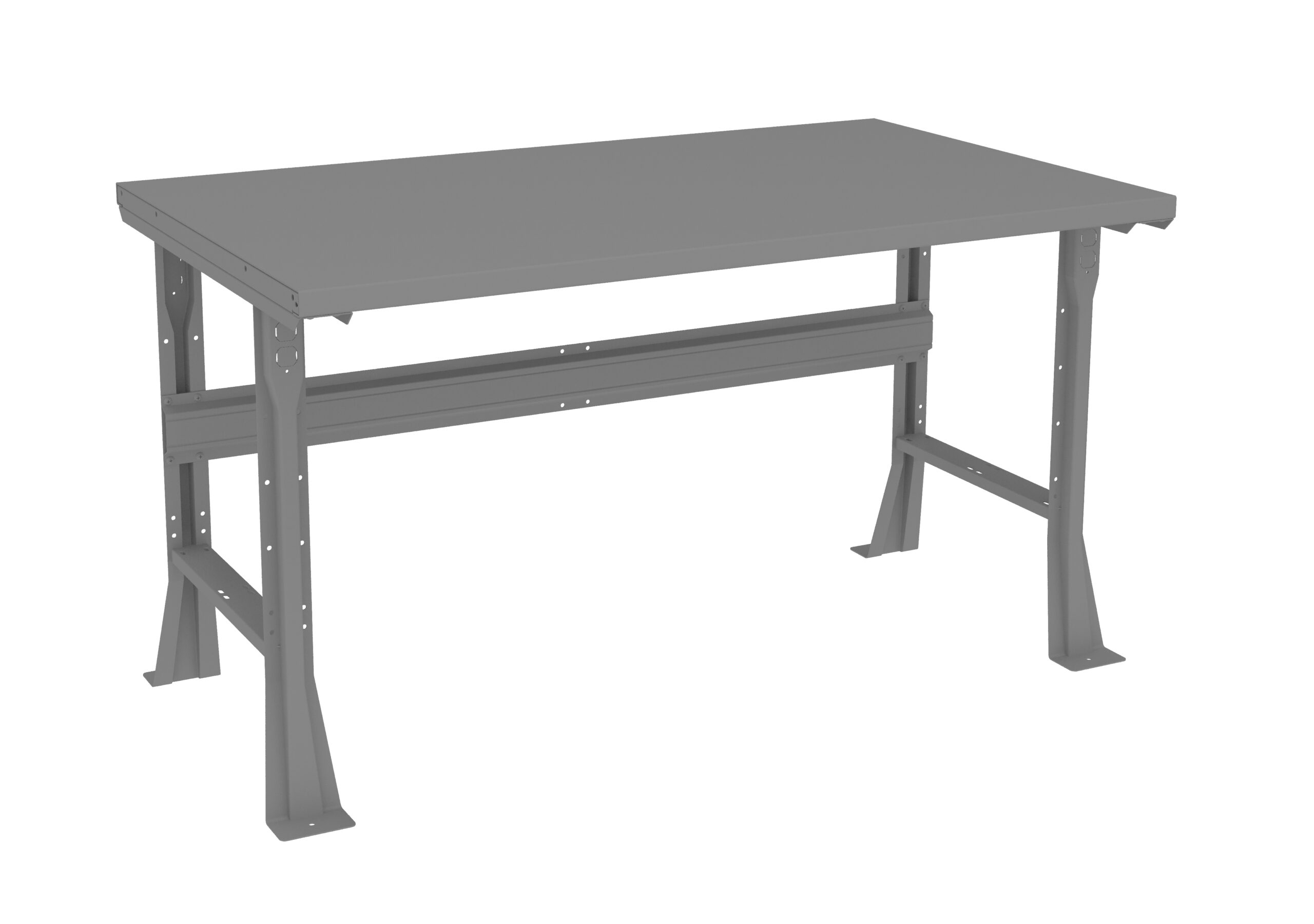 Tennsco "D Flared Leg Workbench With Steel Top Medium Grey