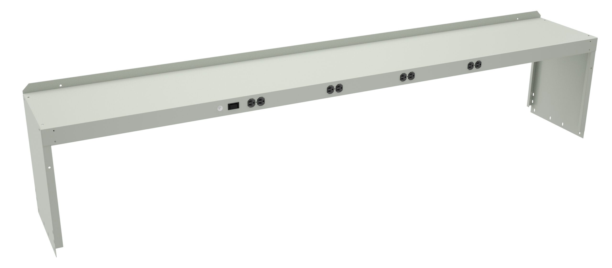 Tennsco "D Prewired Electric Riser with End Supports for Workbench Light Grey