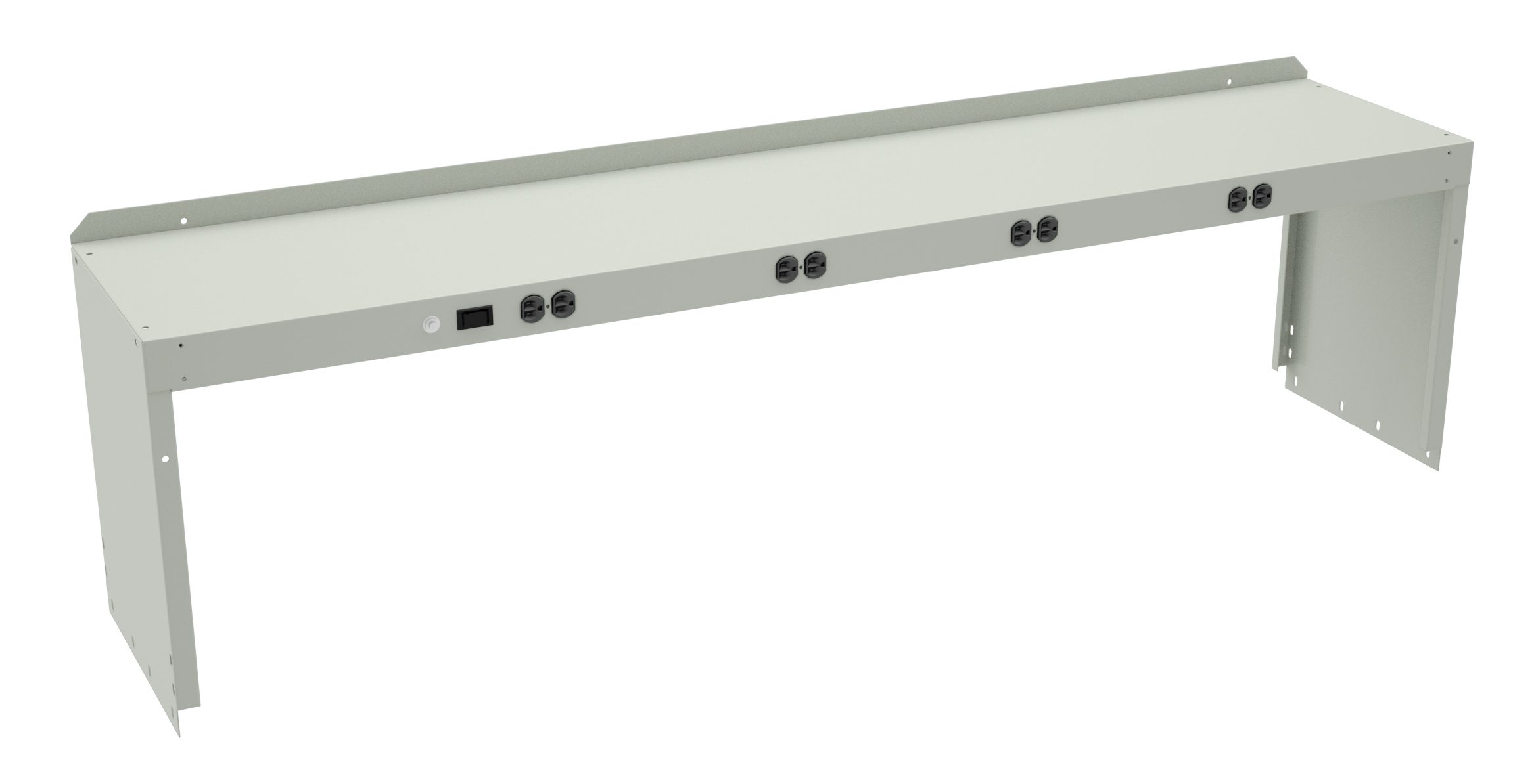 Tennsco "D Prewired Electric Riser with End Supports for Workbench Light Grey