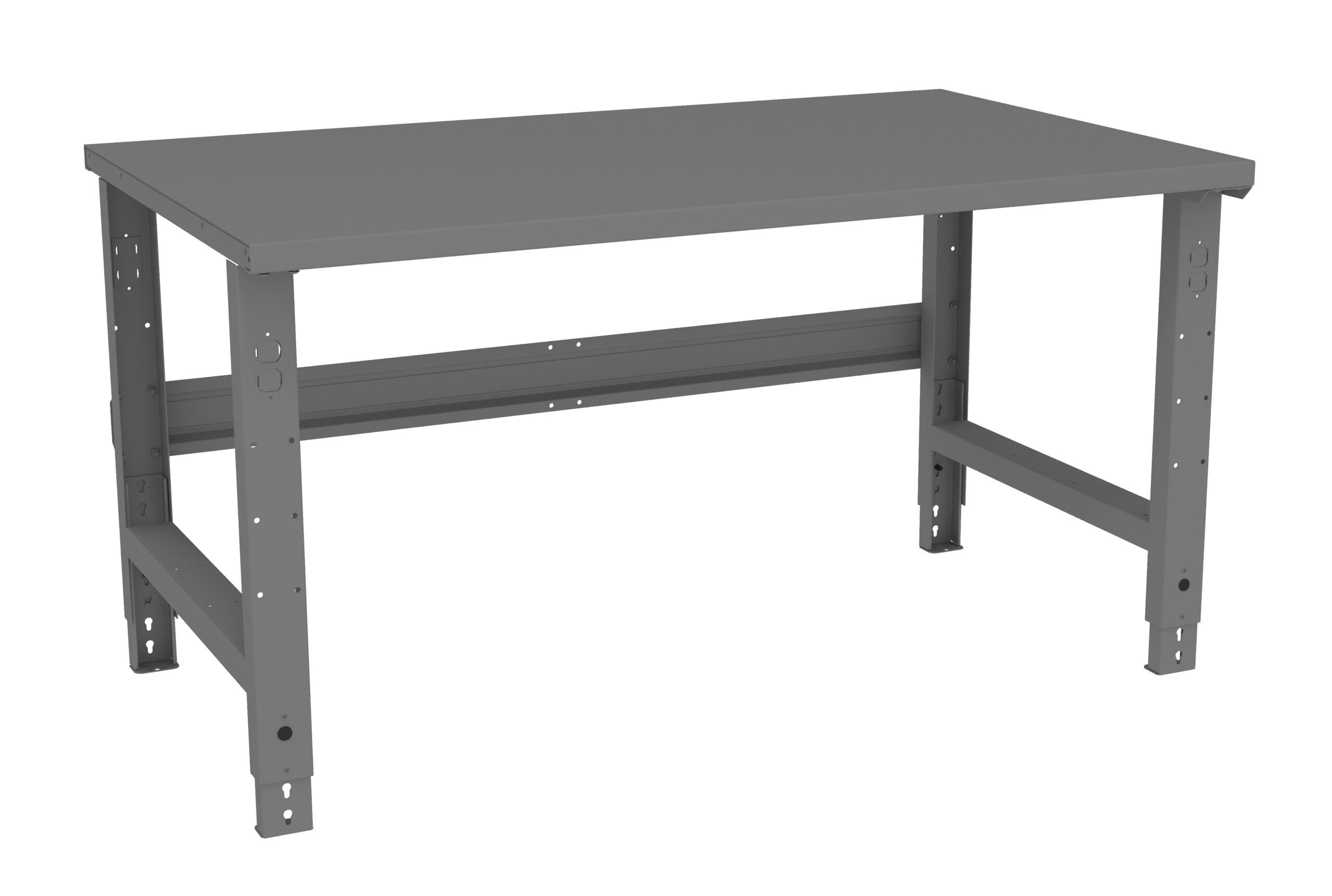 Tennsco "D Adjustable Leg Workbench With Steel Top Medium Grey