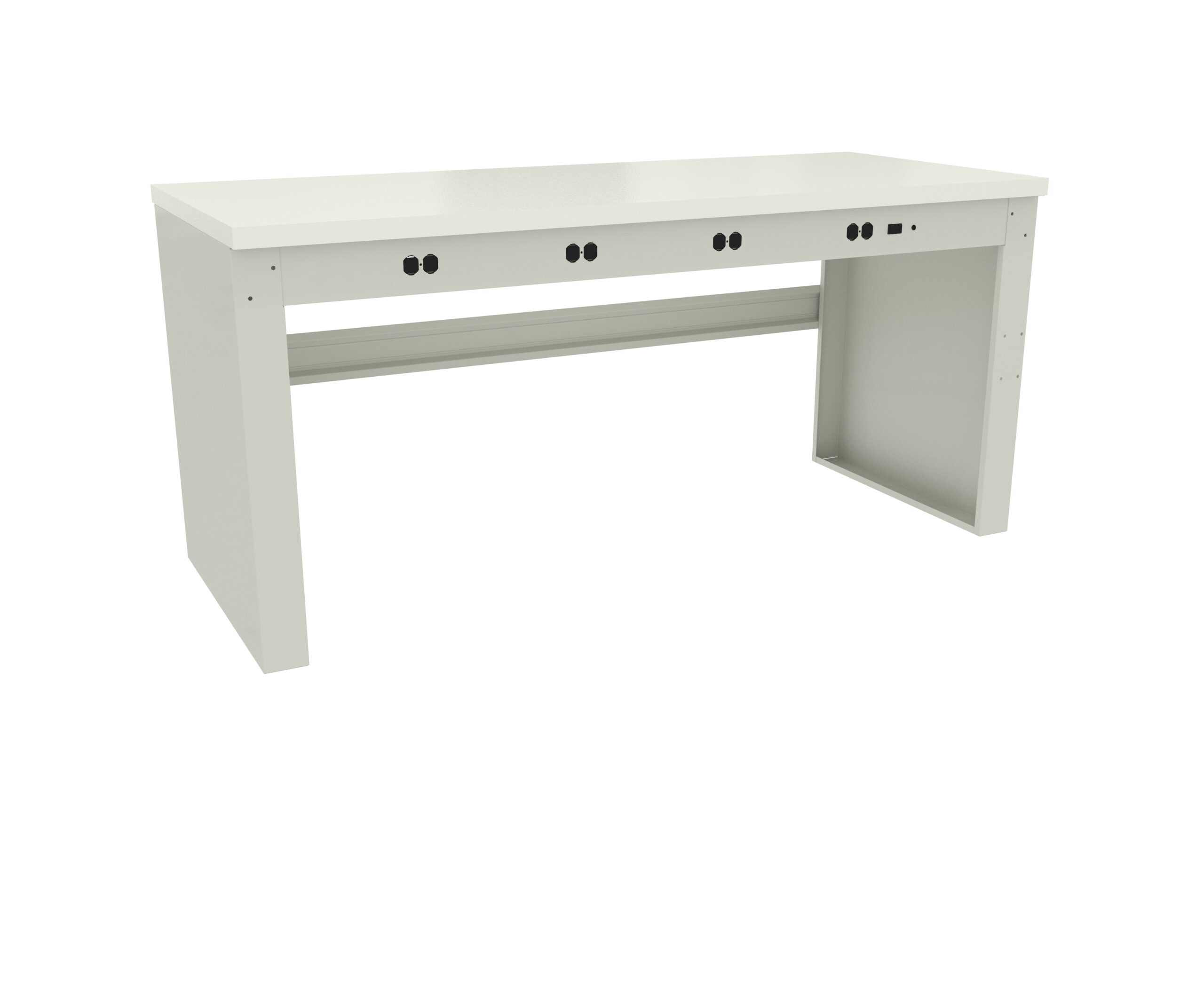 Tennsco "D Electronic Workbench With Plastic Top, Stringer and Outlet Panel Light Grey