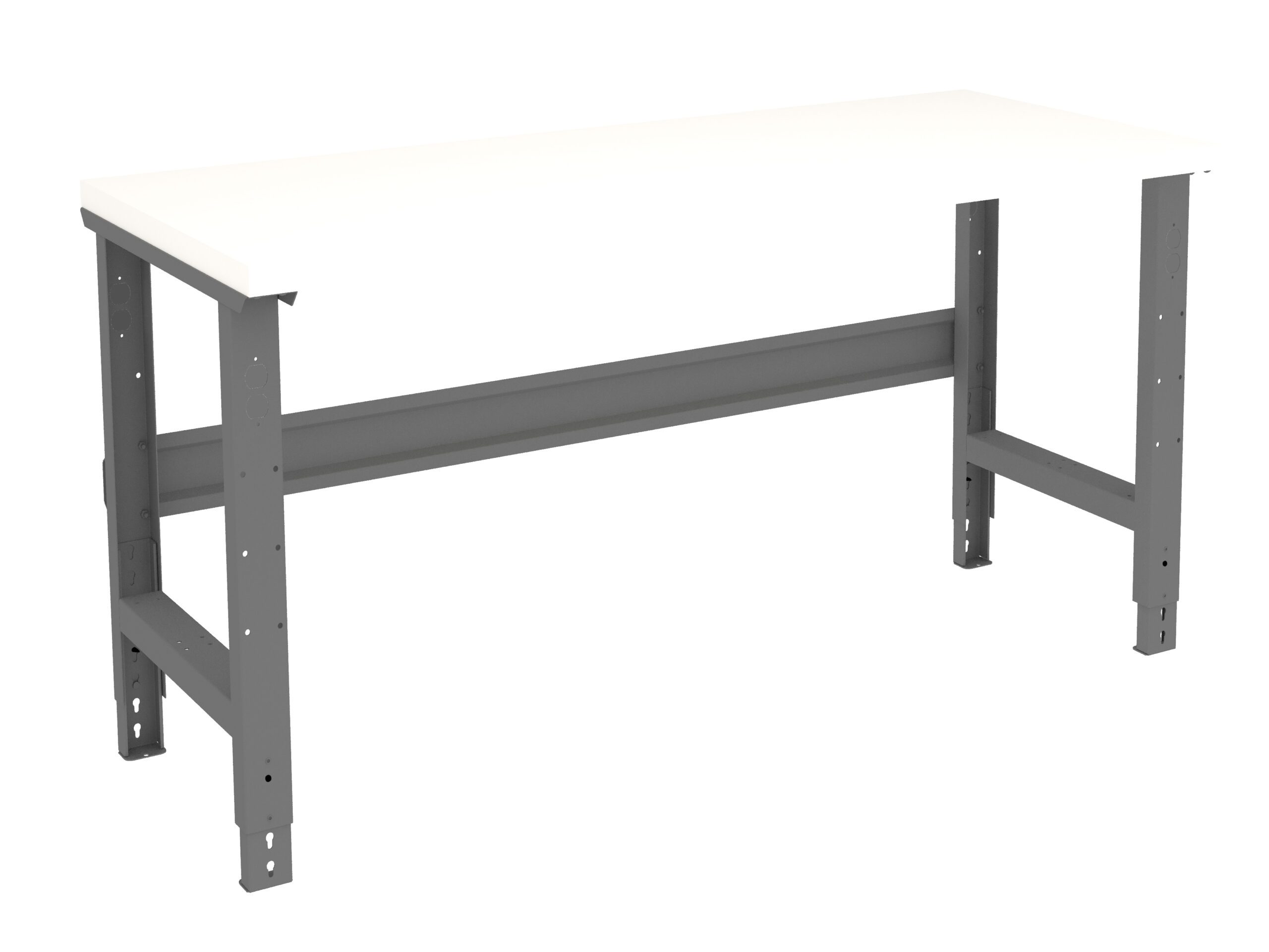 Tennsco "D Adjustable Leg Workbench With Plastic Top Medium Grey