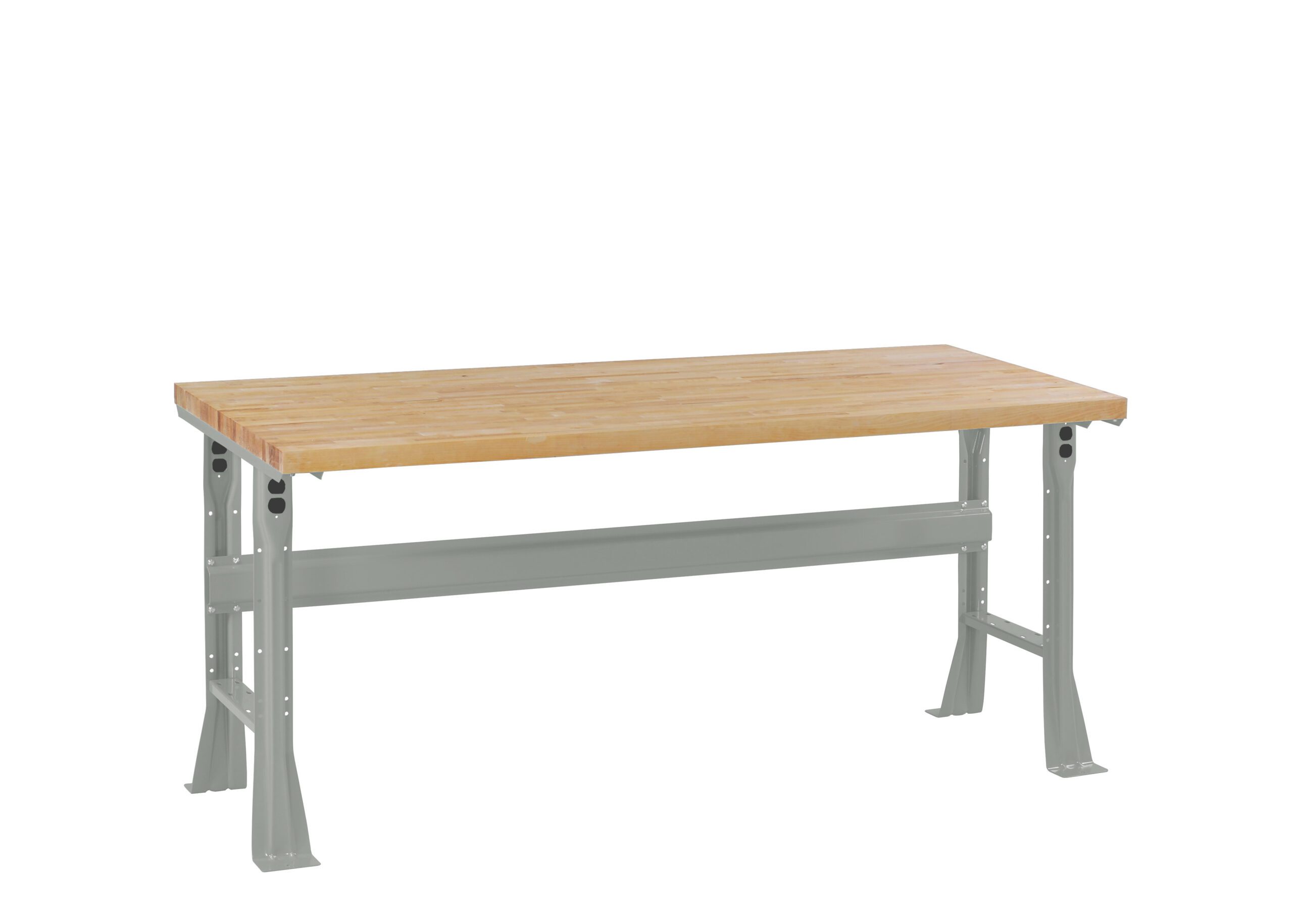 Tennsco "D Flared Leg Workbench With Butcher Block Top Light Grey