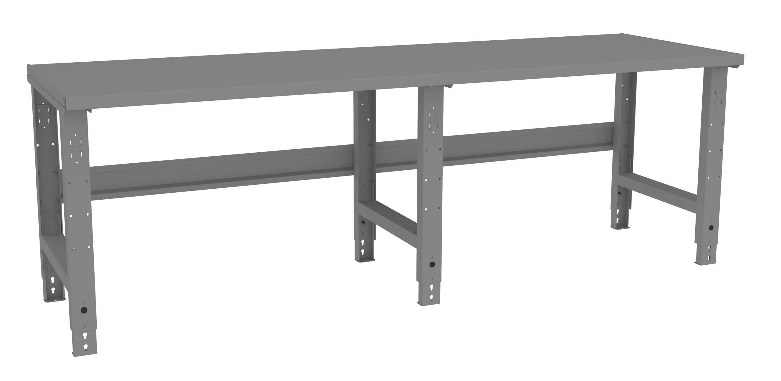 Tennsco "D Adjustable Leg Workbench With Steel Top Medium Grey