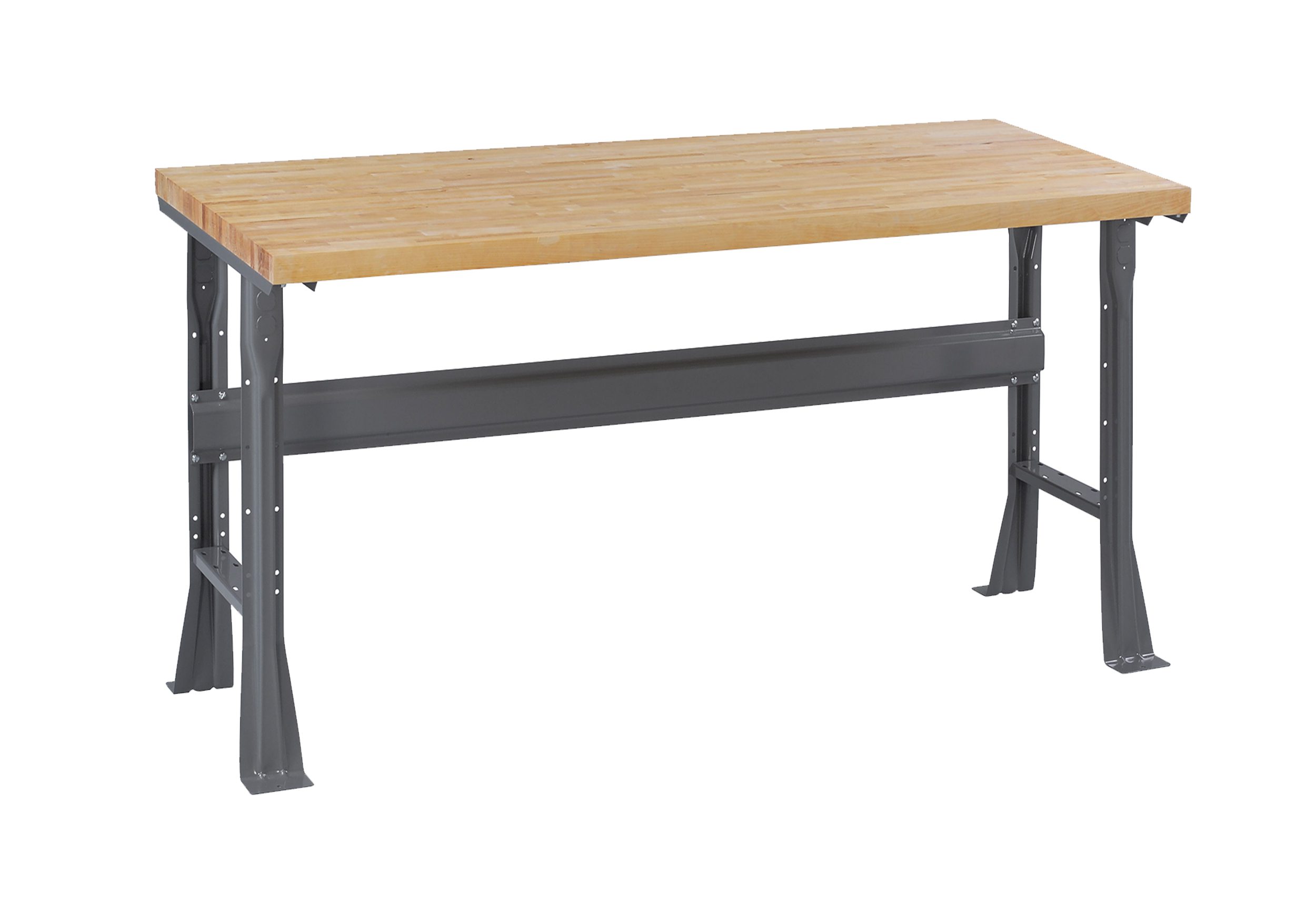 Tennsco "D Flared Leg Workbench With Butcher Block Top Medium Grey