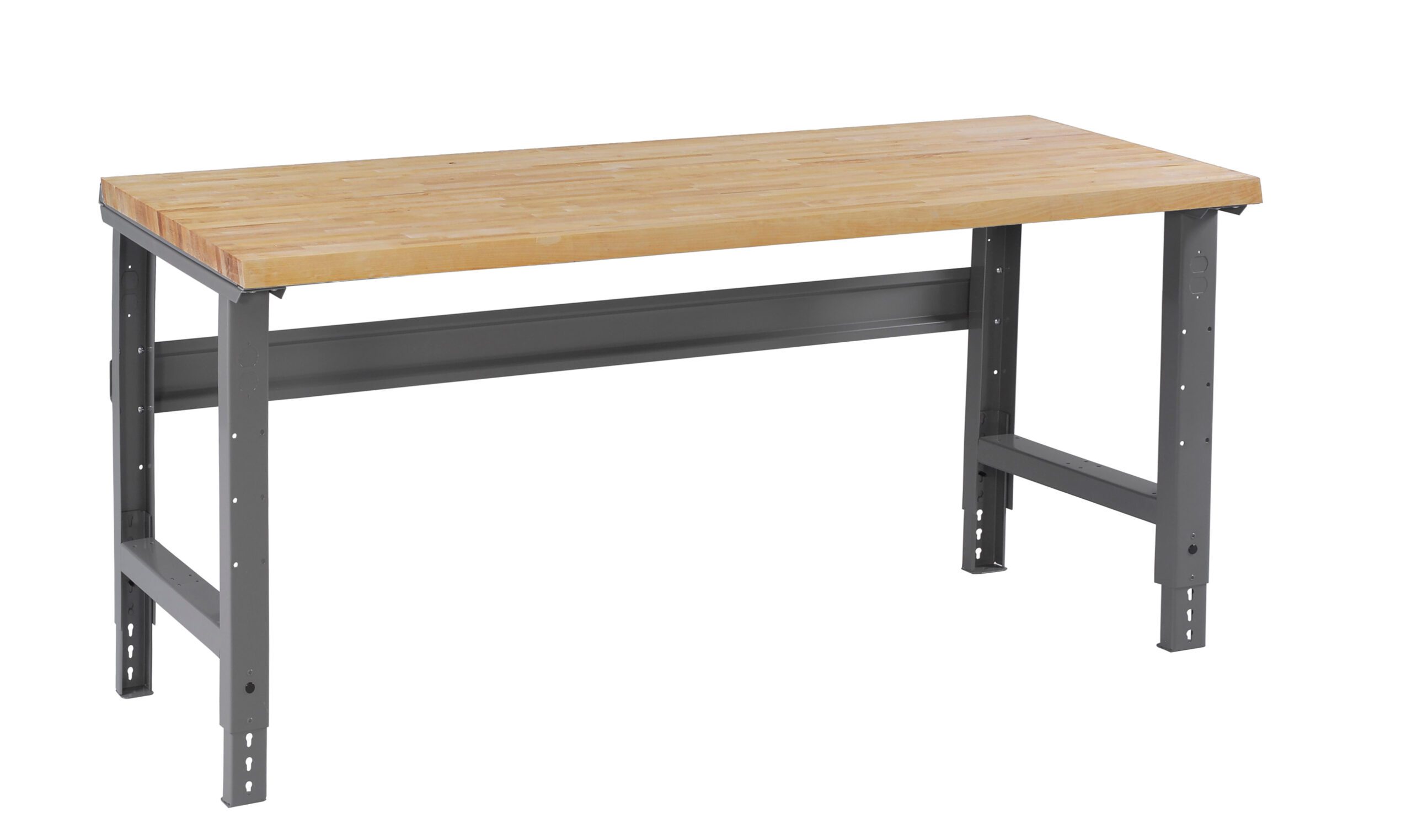 Tennsco "D Adjustable Leg Workbench With Butcher Block Top Medium Grey