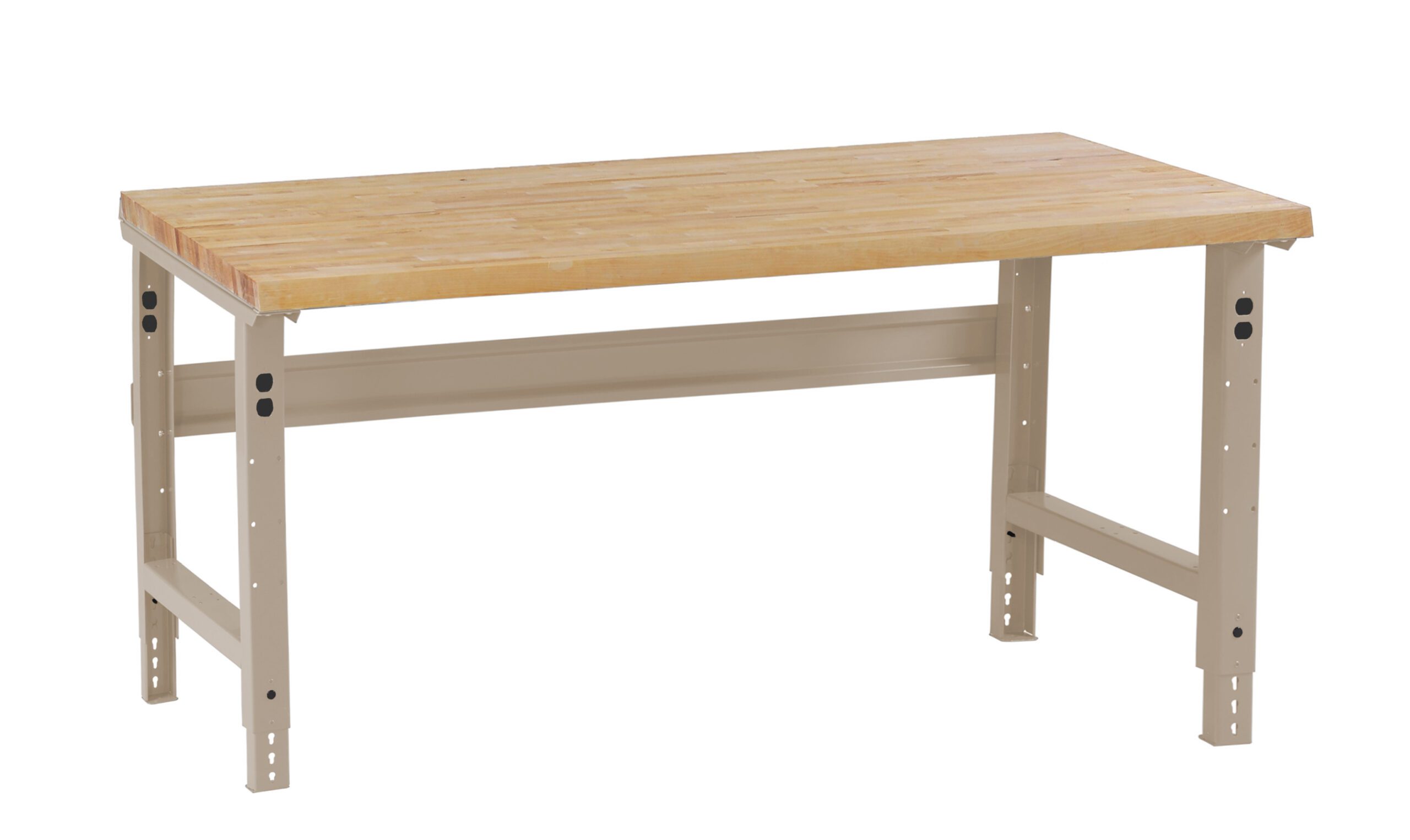 Tennsco "D Adjustable Leg Workbench With Butcher Block Top Sand