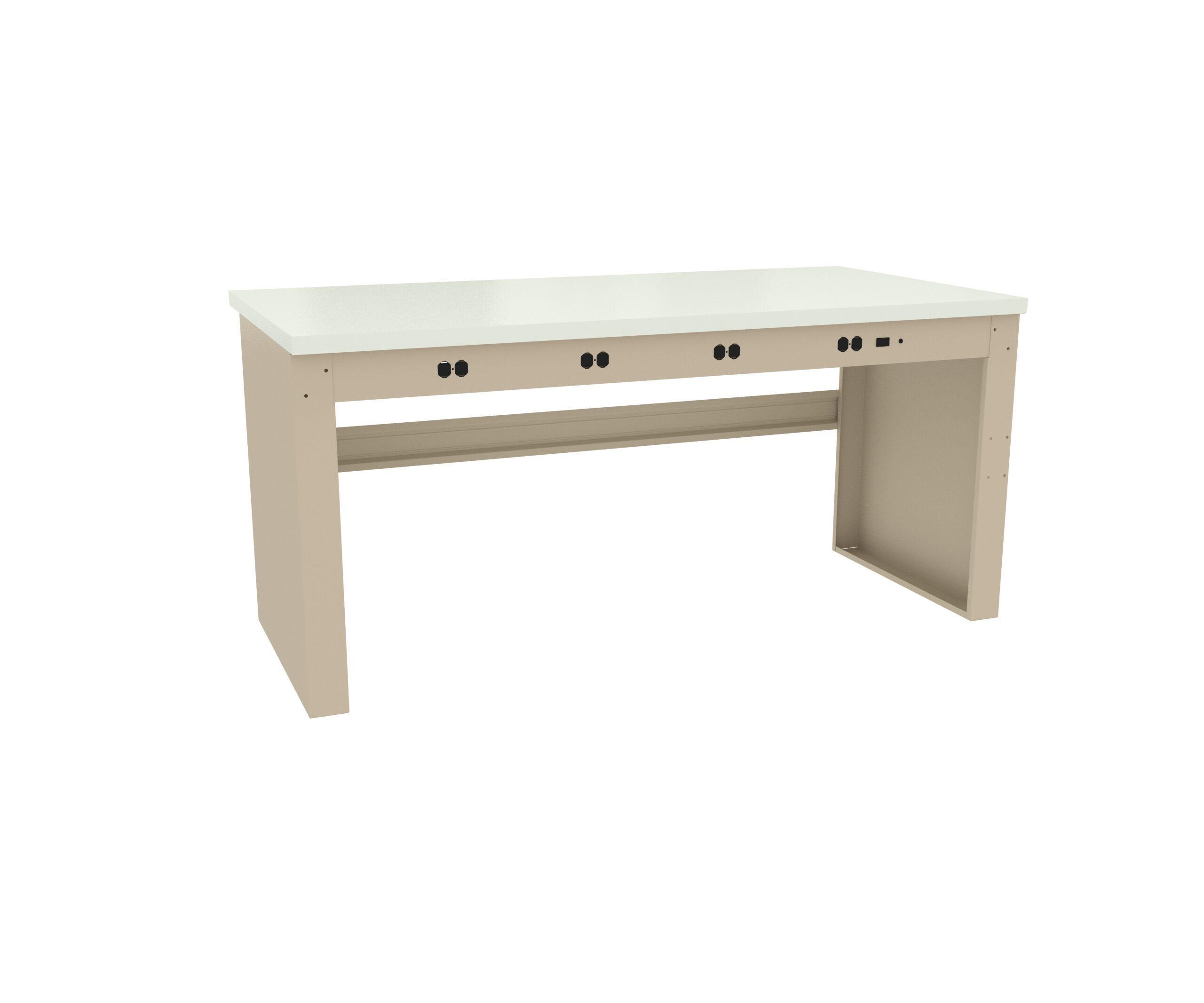 Tennsco "D Electronic Workbench With Plastic Top, Stringer and Outlet Panel Sand