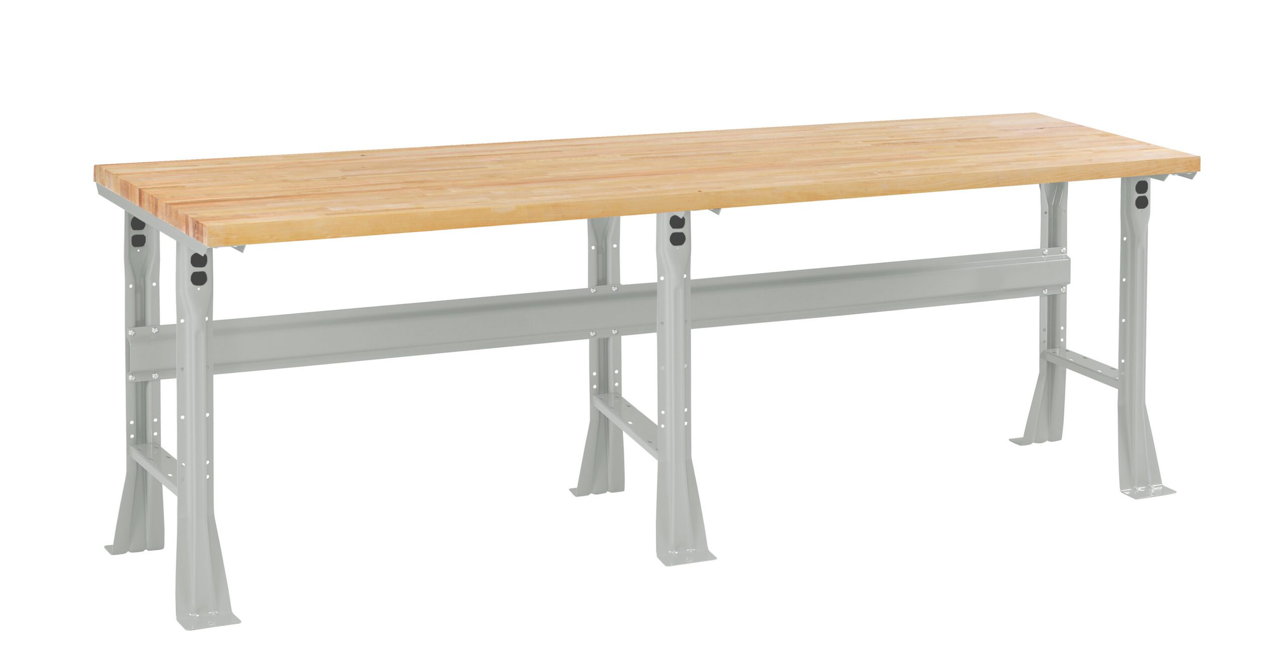 Tennsco "D Flared Leg Workbench With Butcher Block Top Light Grey